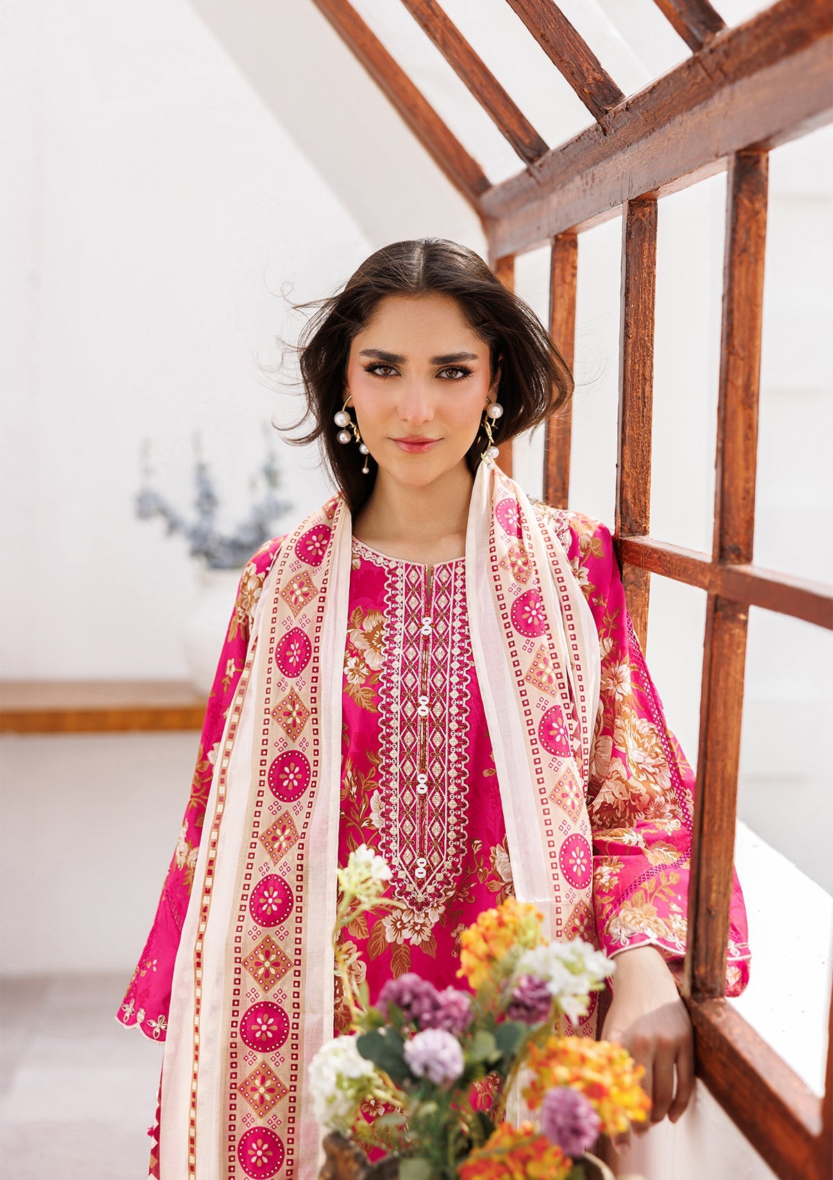 PRINTED EMB LAWN BT006810-PNK