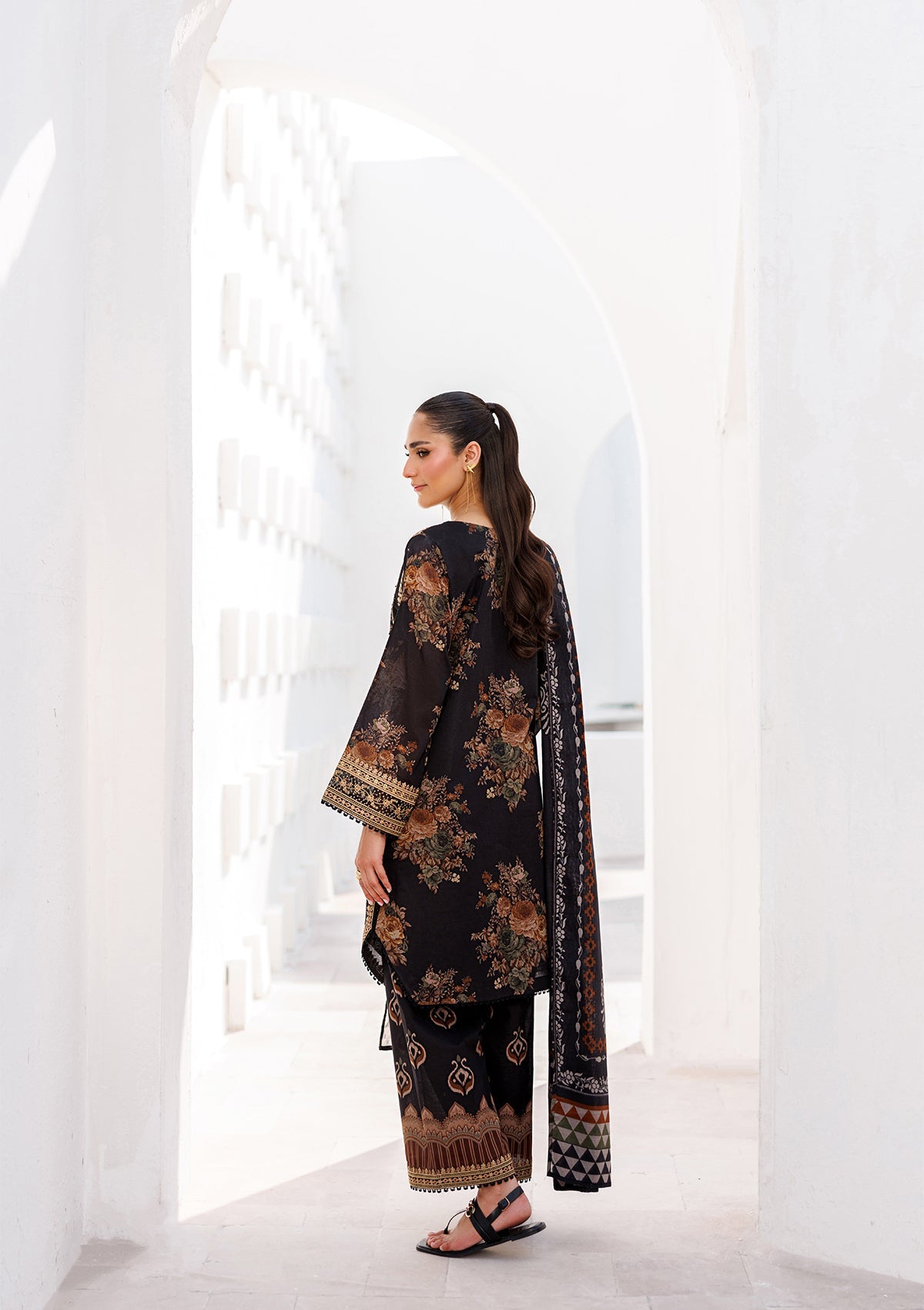PRINTED EMB LAWN BT006810-BLK