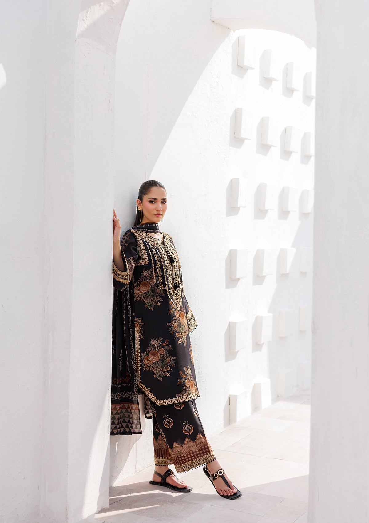 PRINTED EMB LAWN BT006810-BLK