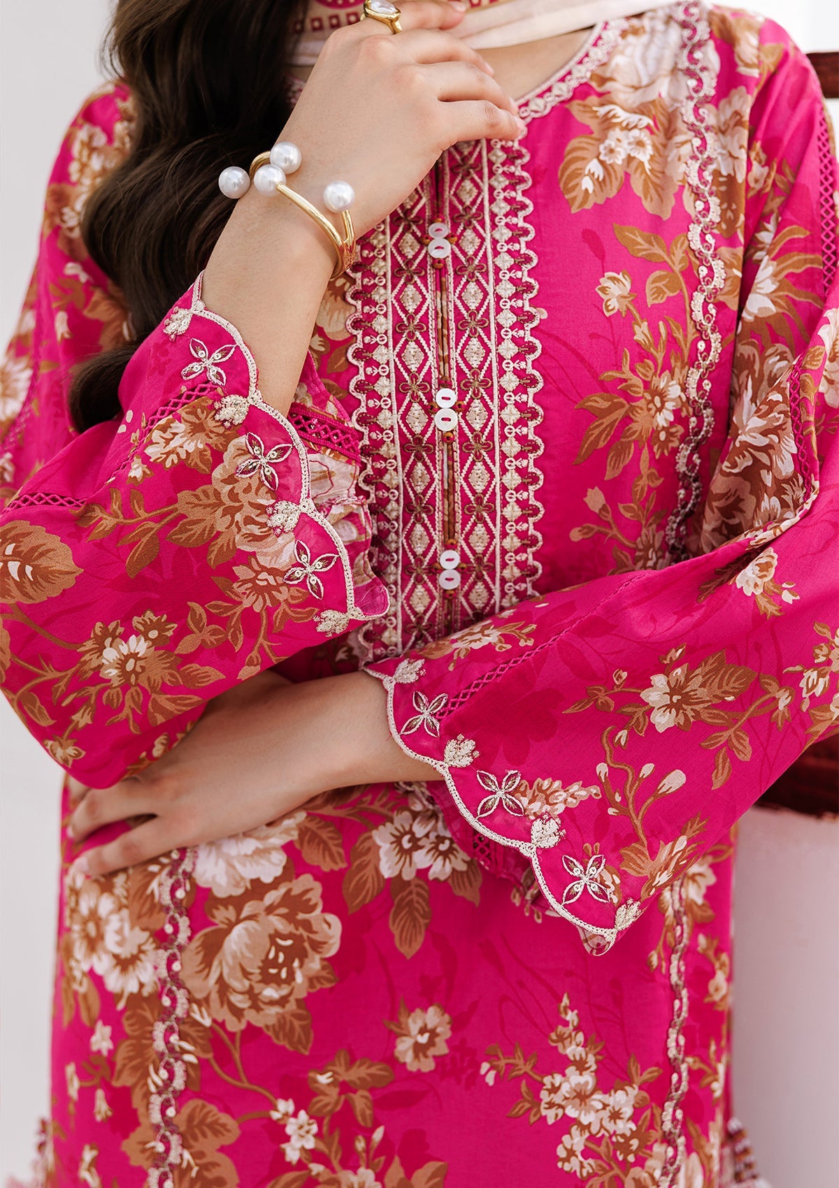 PRINTED EMB LAWN BT006810-PNK
