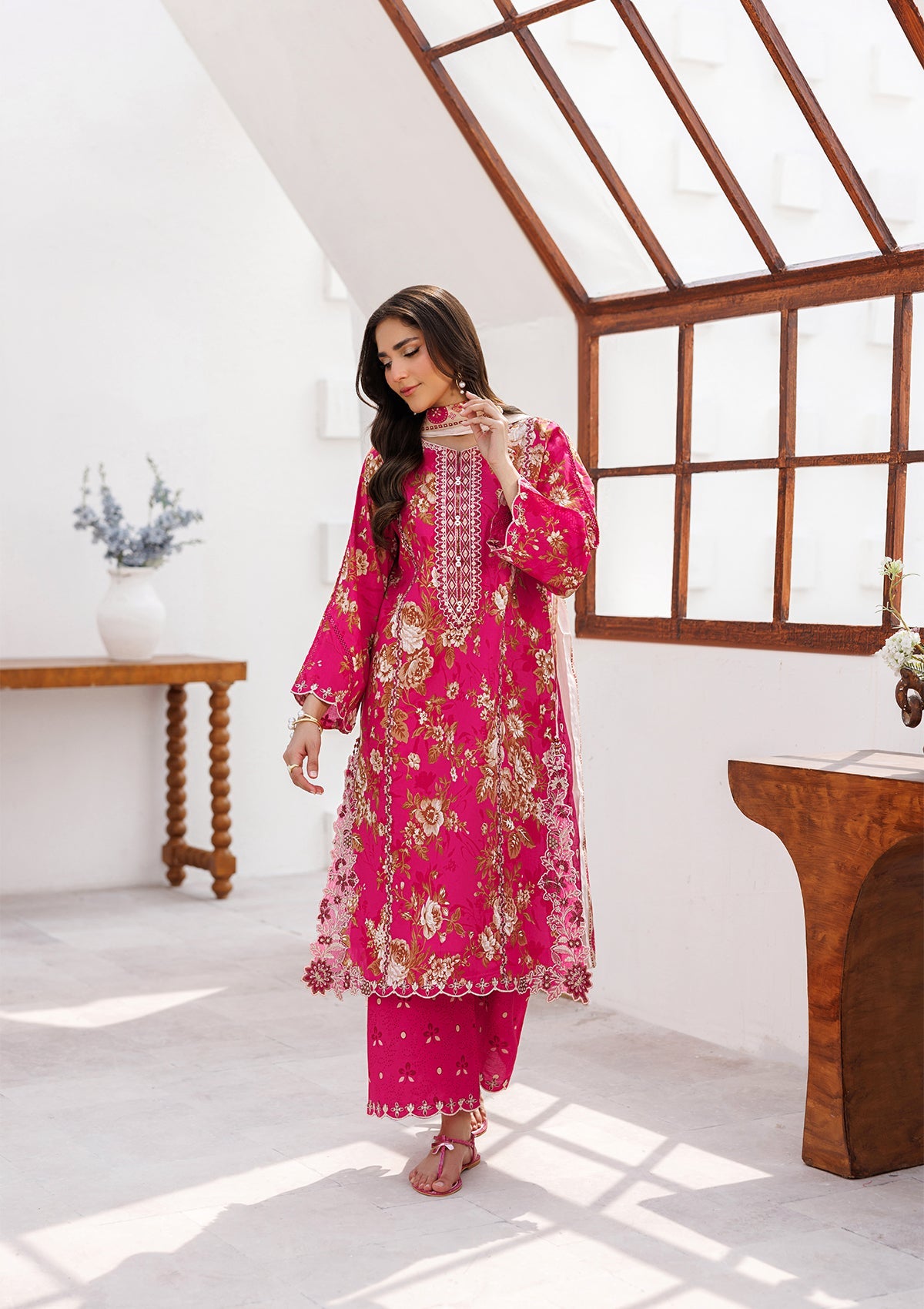 PRINTED EMB LAWN BT006810-PNK