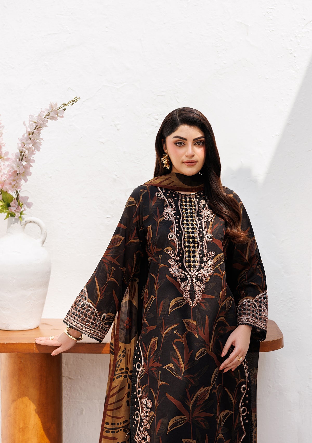 PRINTED EMB LAWN BT006810-BKB