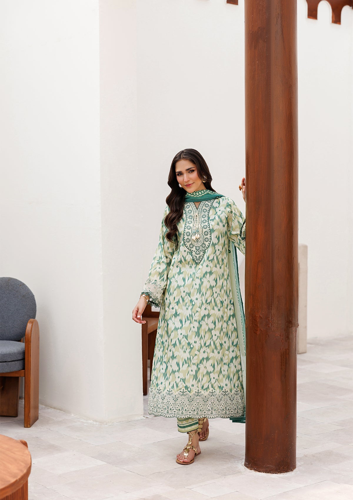PRINTED EMB LAWN BT006810-LGR