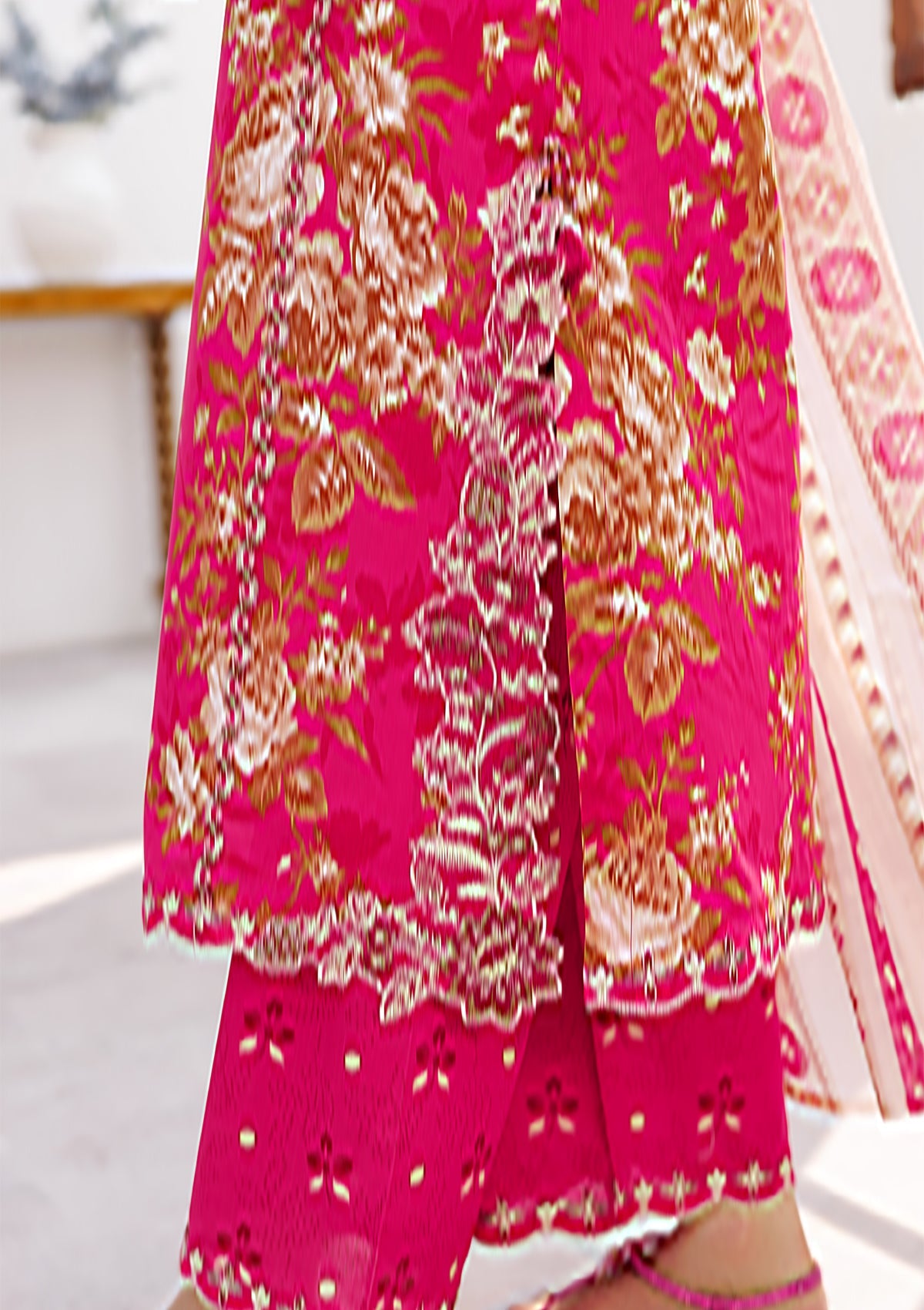 PRINTED EMB LAWN BT006810-PNK