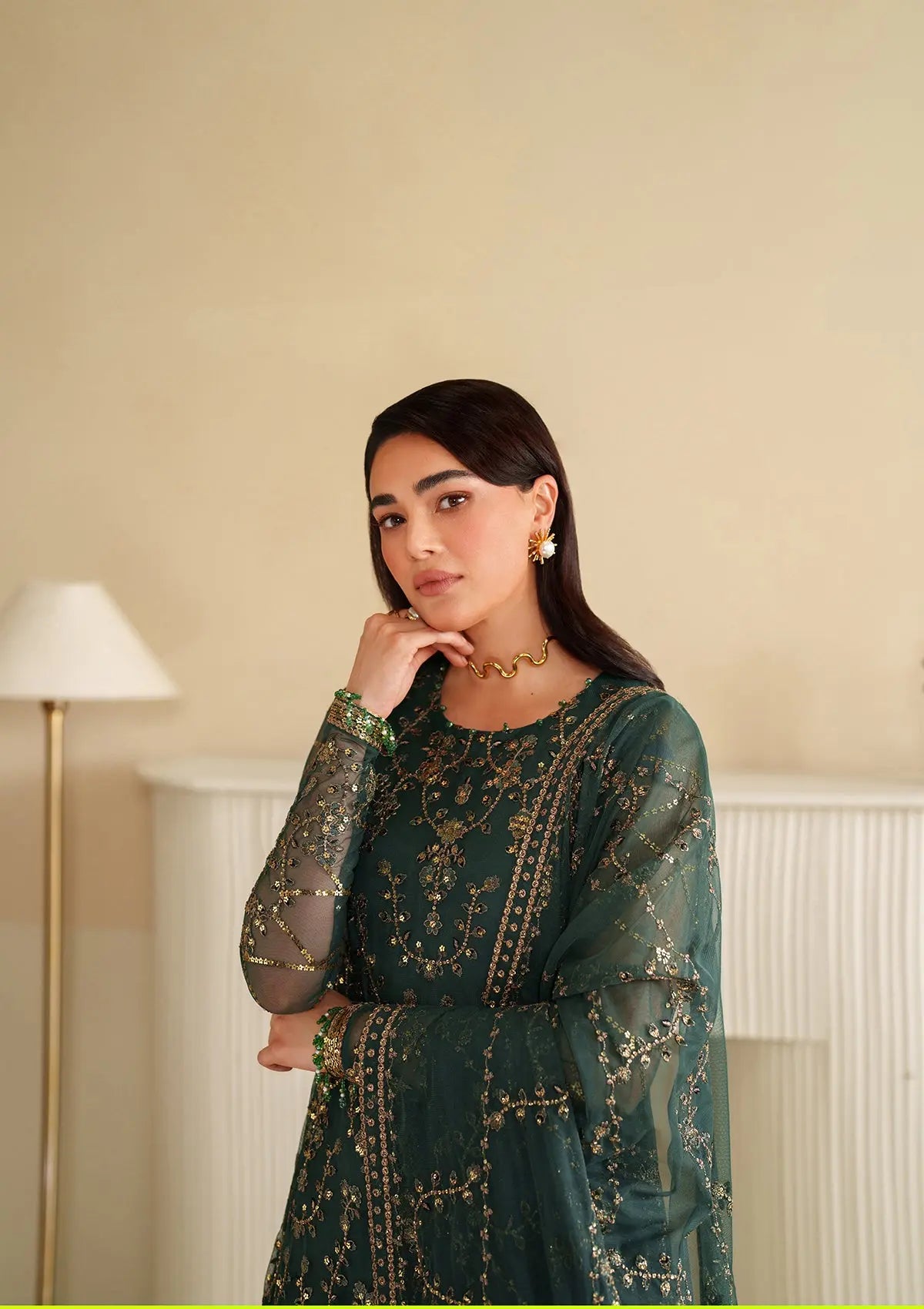 Embroidered Net BT6488-GRN Bin Tayyab