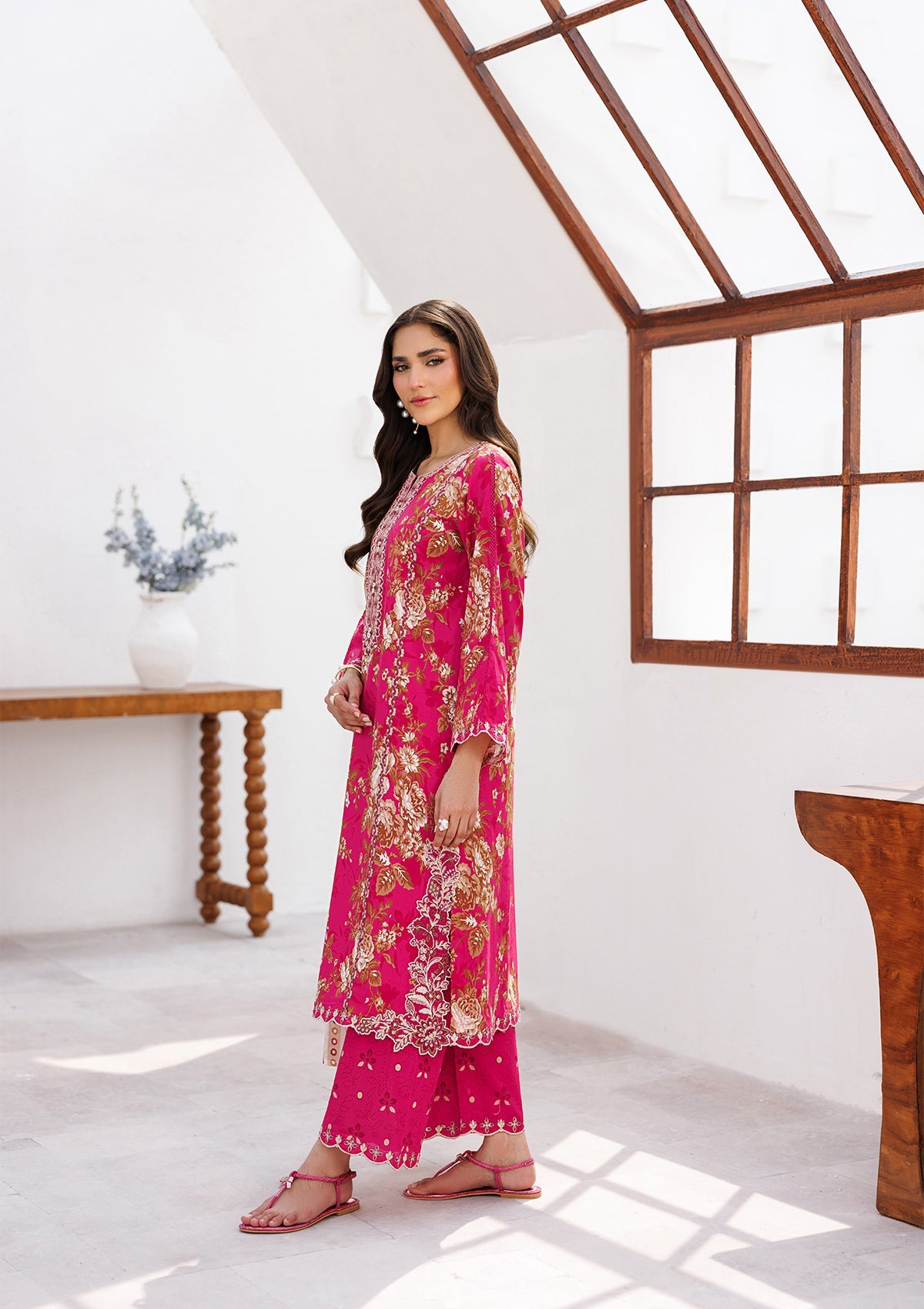 PRINTED EMB LAWN BT006810-PNK