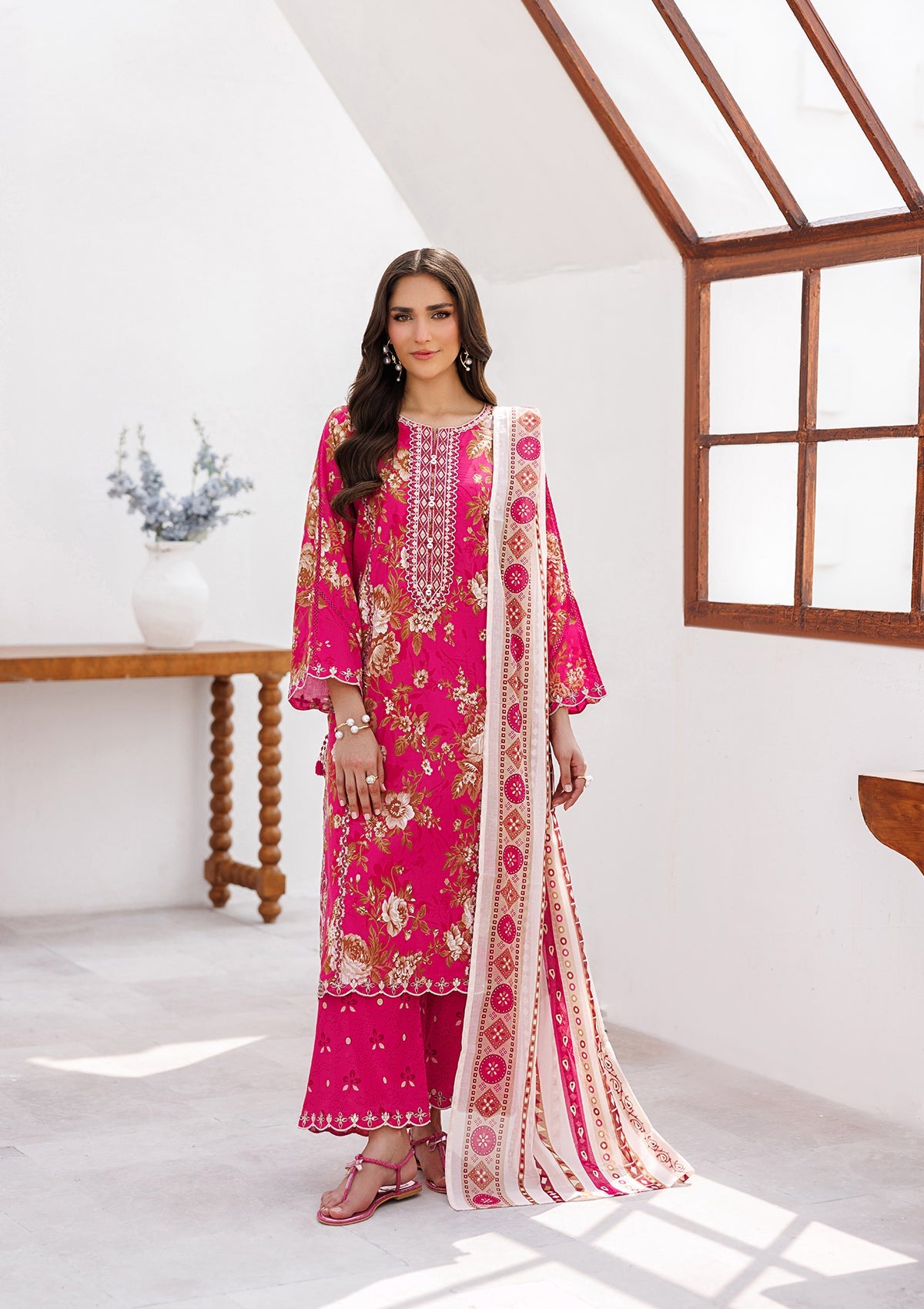 PRINTED EMB LAWN BT006810-PNK