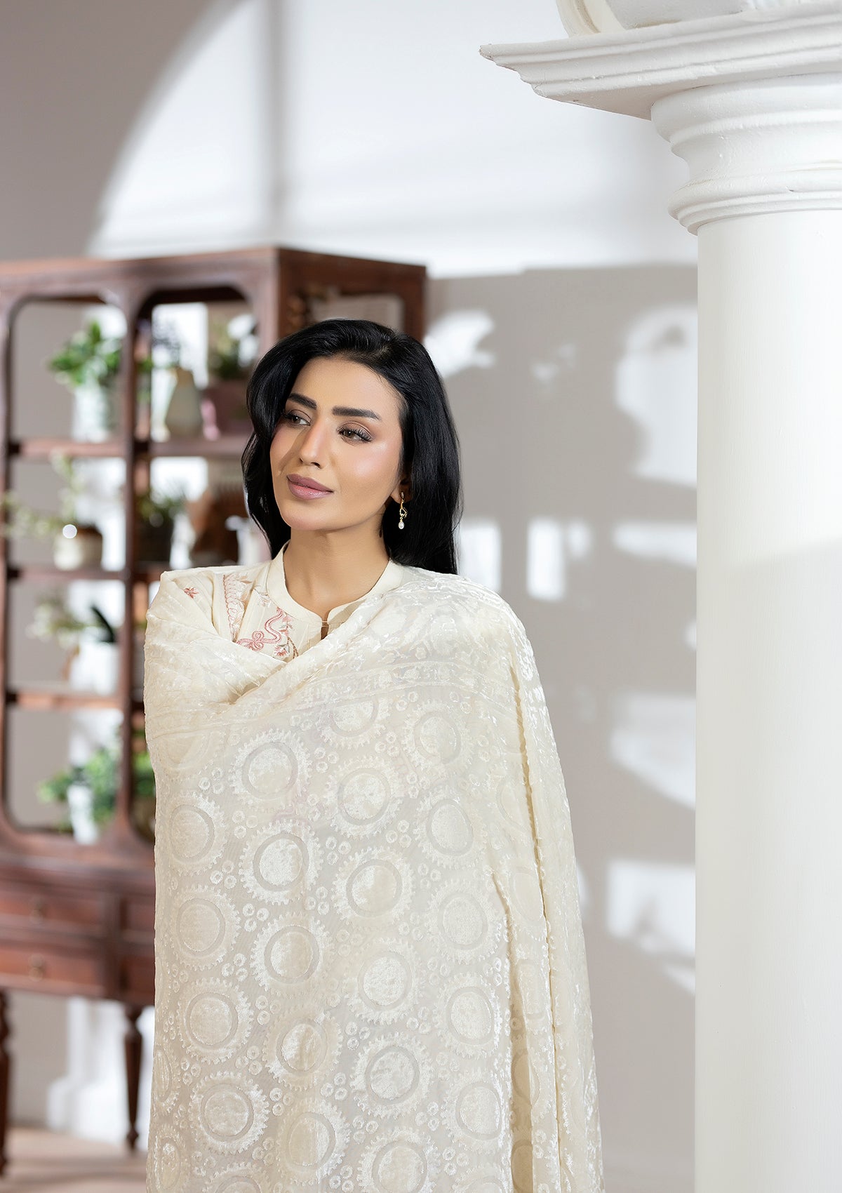 Embroidered Dhanak BT006619-CRM