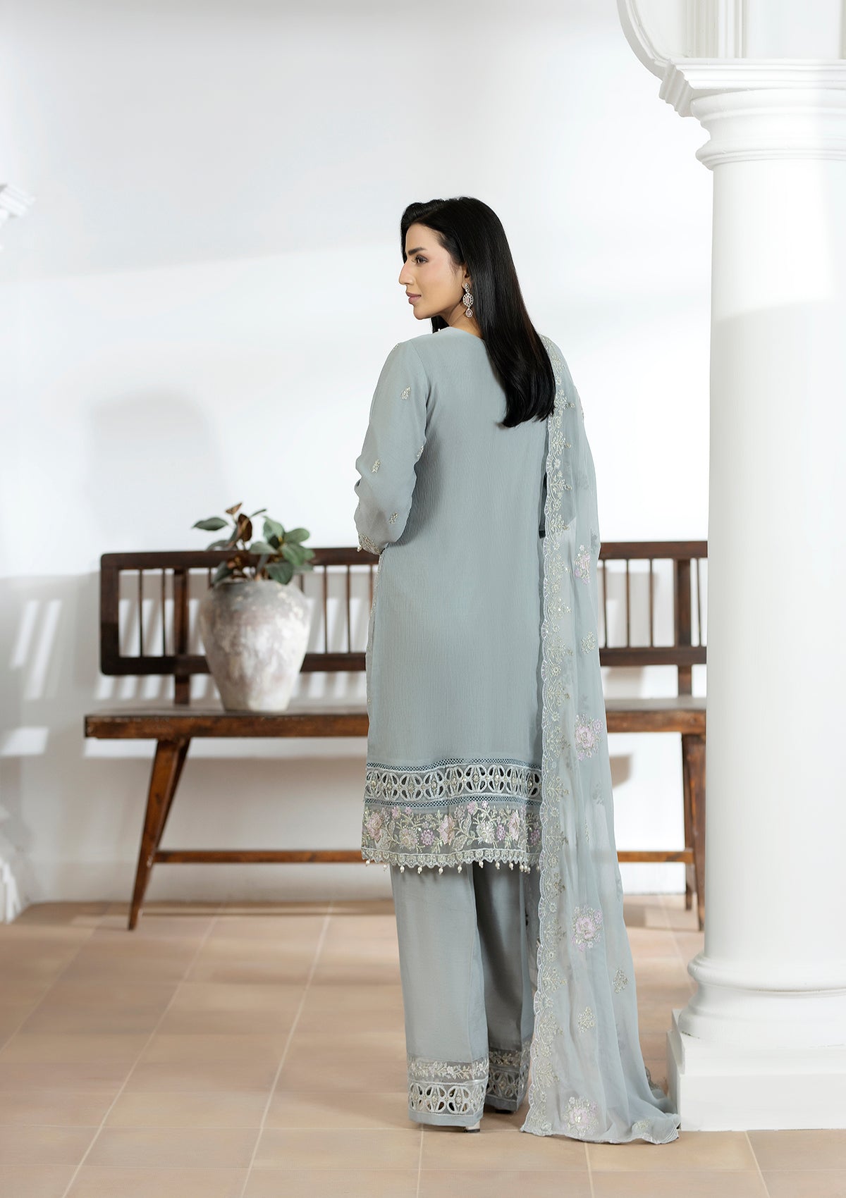 Embroidered Chiffon BT006606-GRY