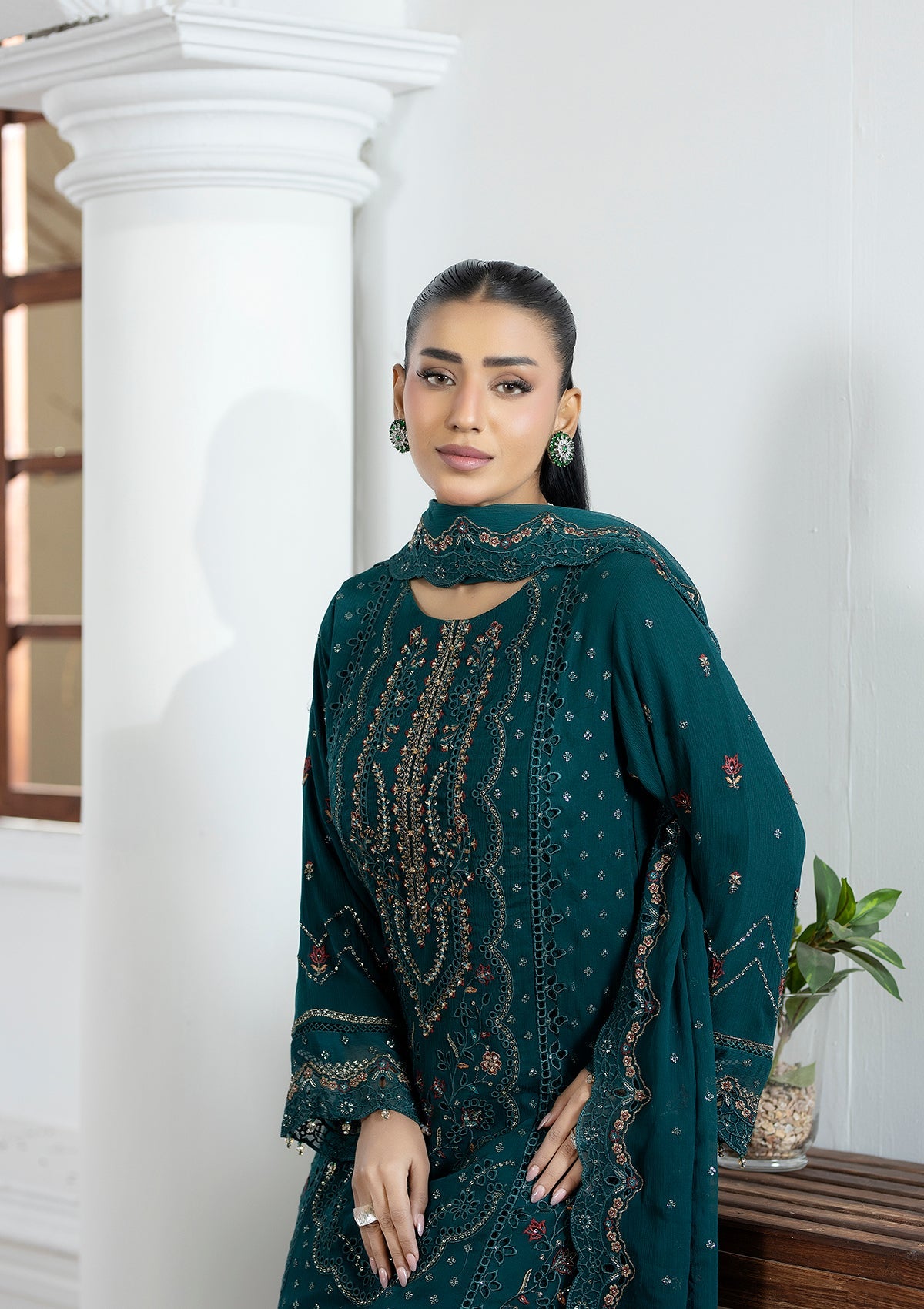 Embroidered Chiffon BT006603-SGN