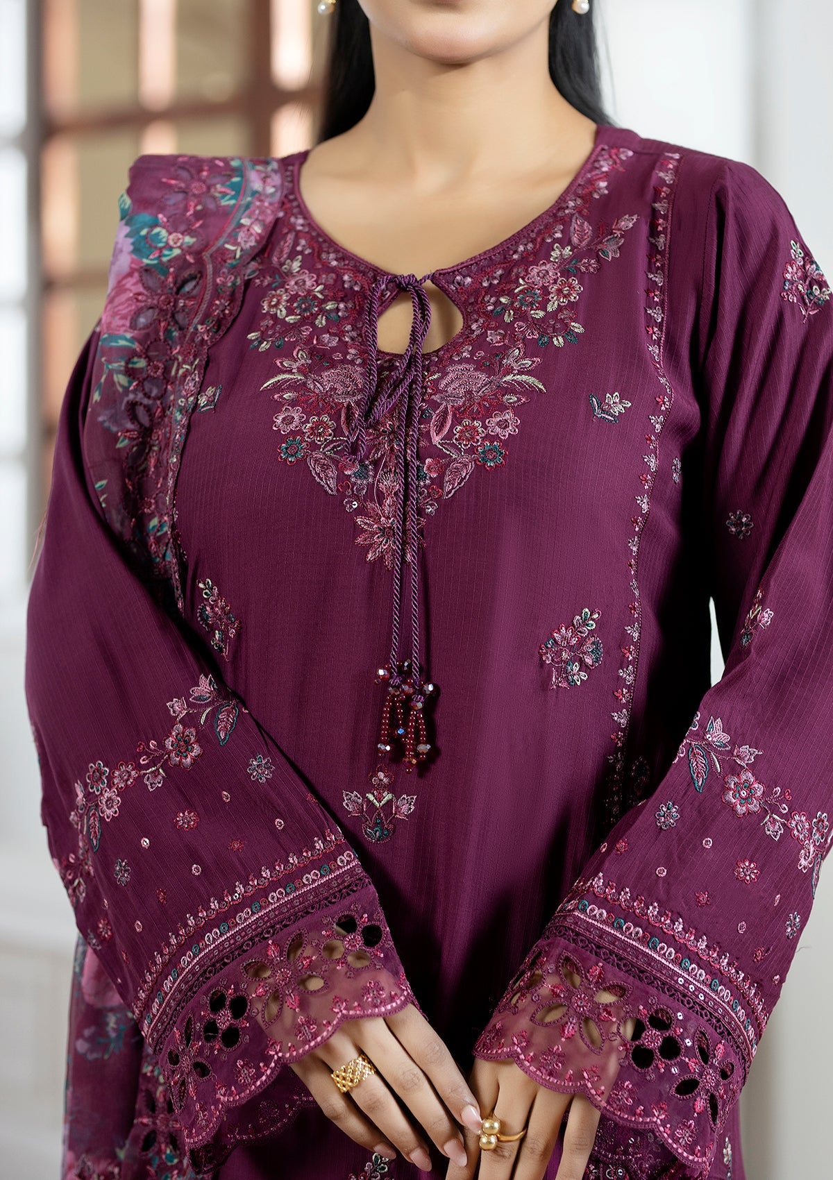 Embroidered Chiffon BT006604-MRN