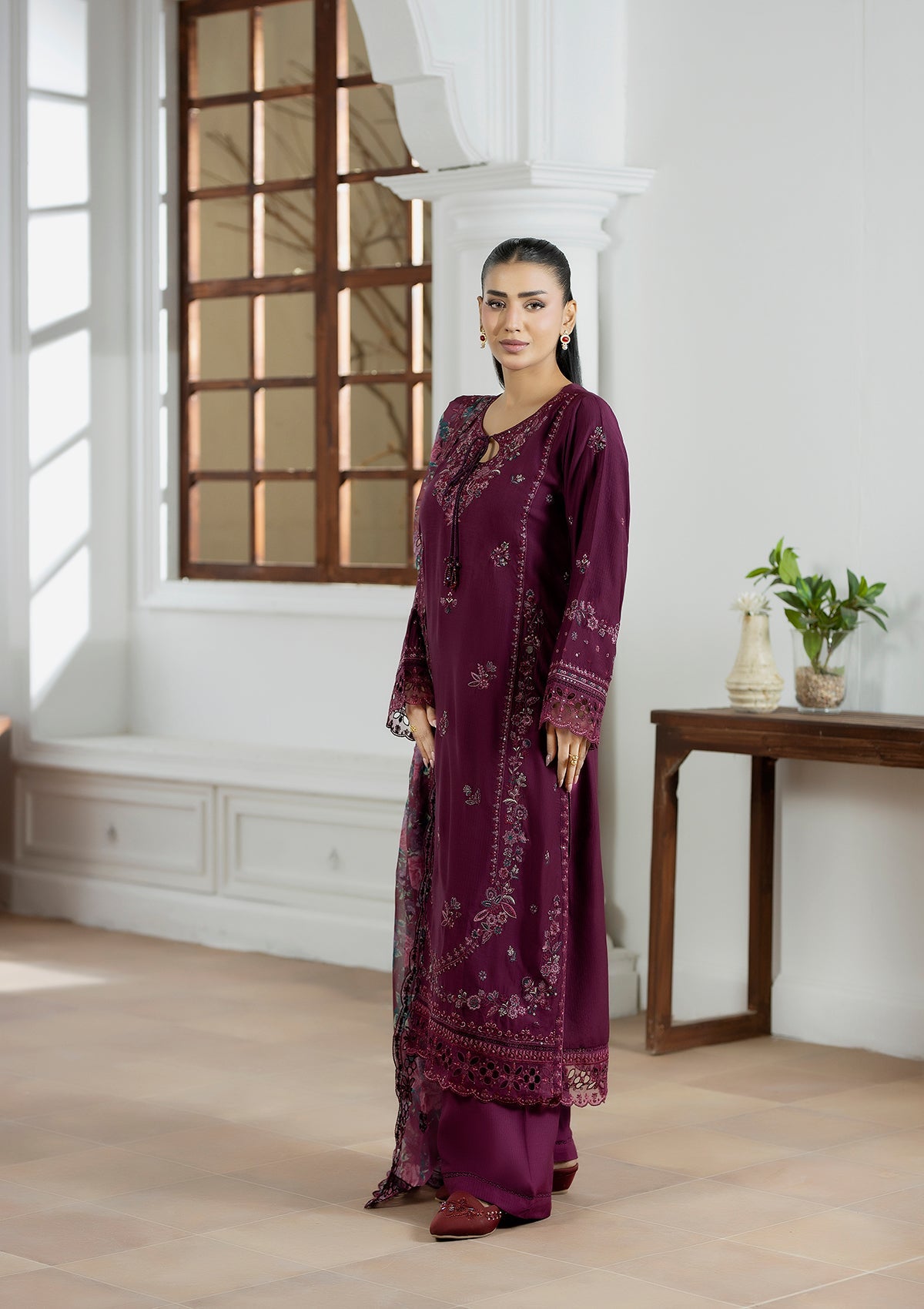 Embroidered Chiffon BT006604-MRN