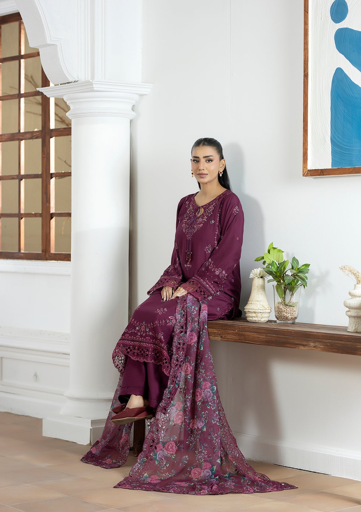 Embroidered Chiffon BT006604-MRN
