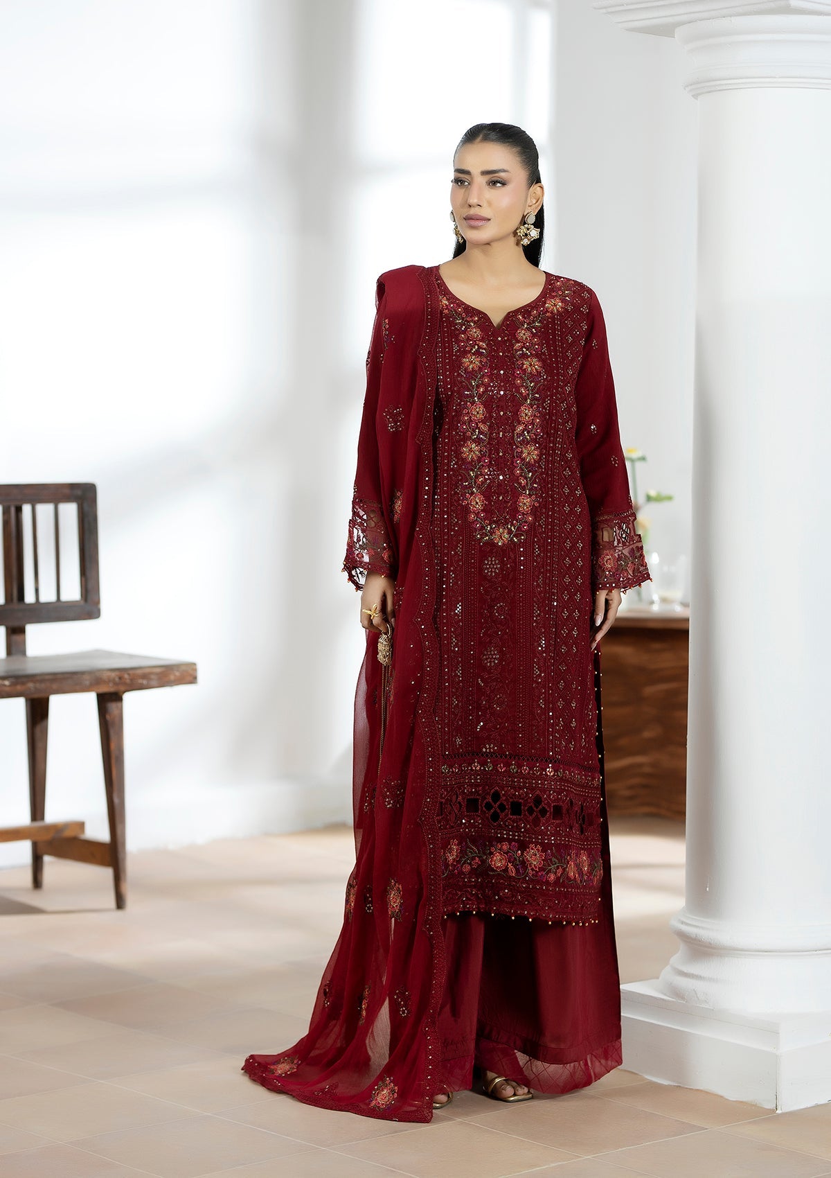 Embroidered Chiffon BT6602-MRN