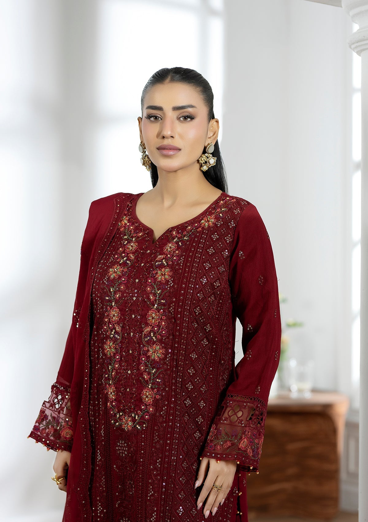 Embroidered Chiffon BT6602-MRN
