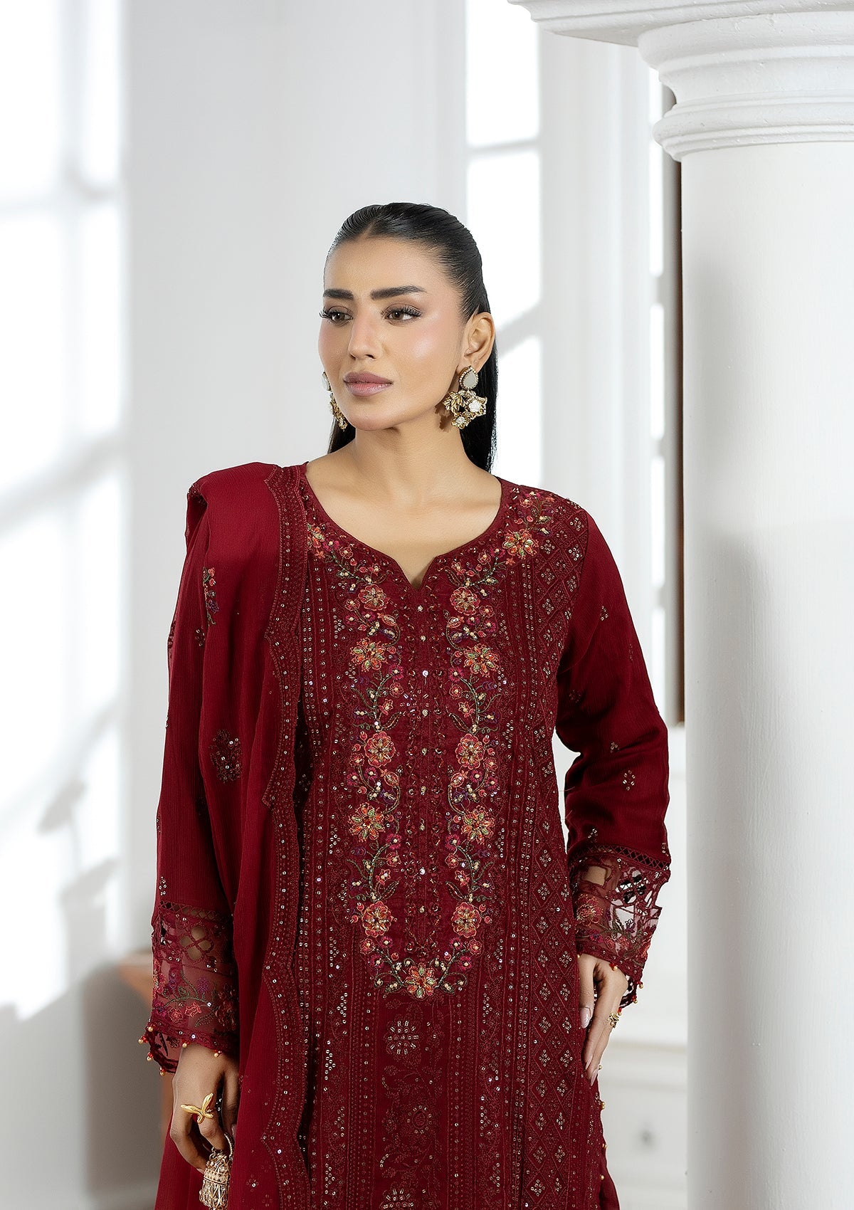 Embroidered Chiffon BT6602-MRN