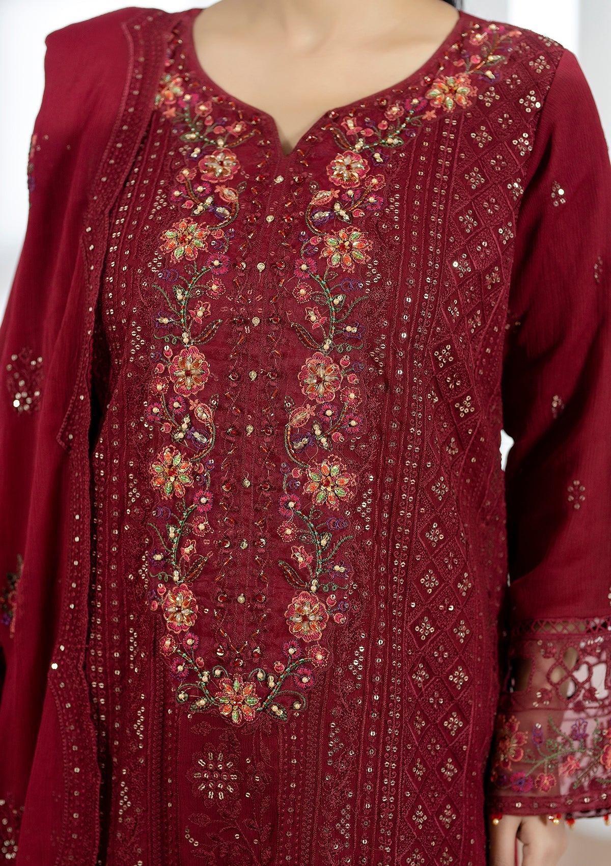 Embroidered Chiffon BT6602-MRN