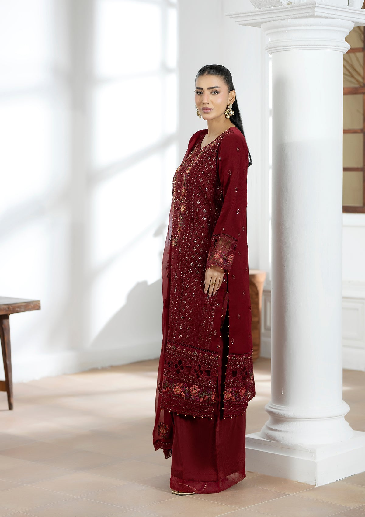 Embroidered Chiffon BT6602-MRN