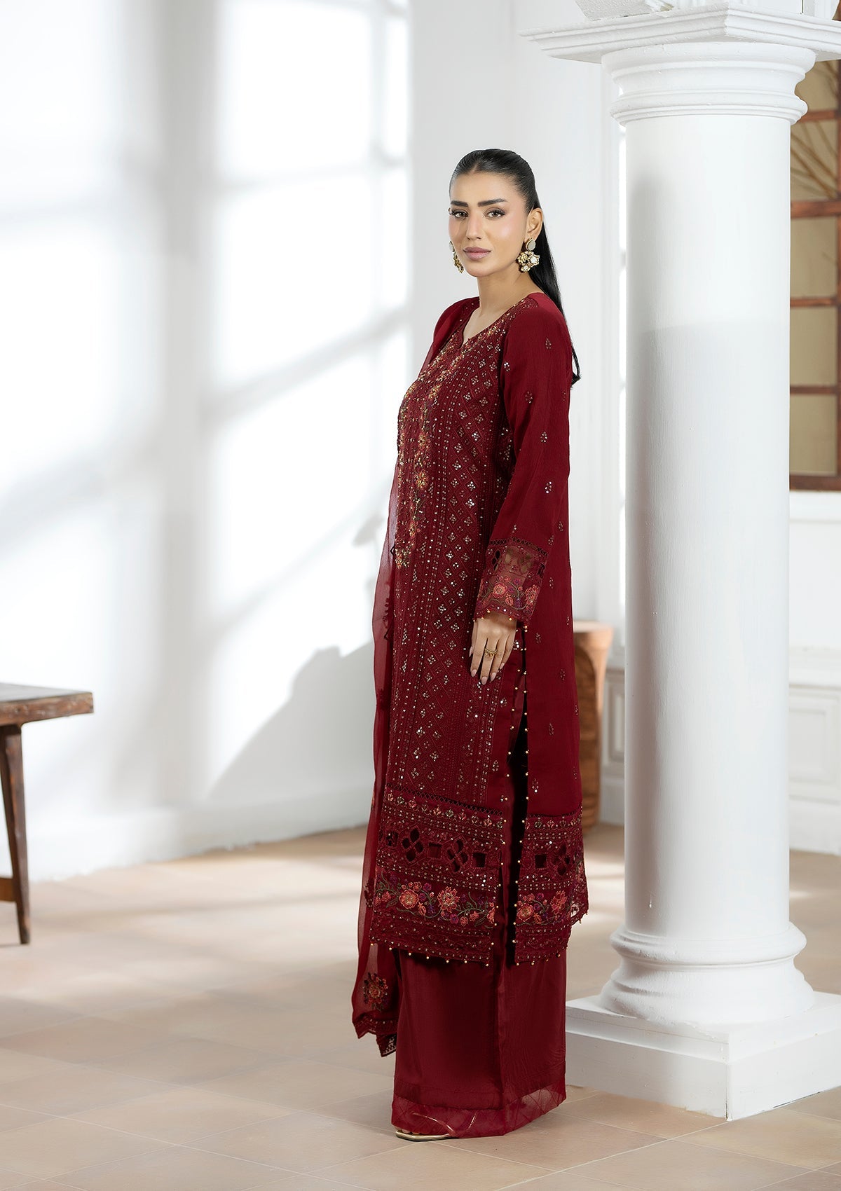 Embroidered Chiffon BT6602-MRN