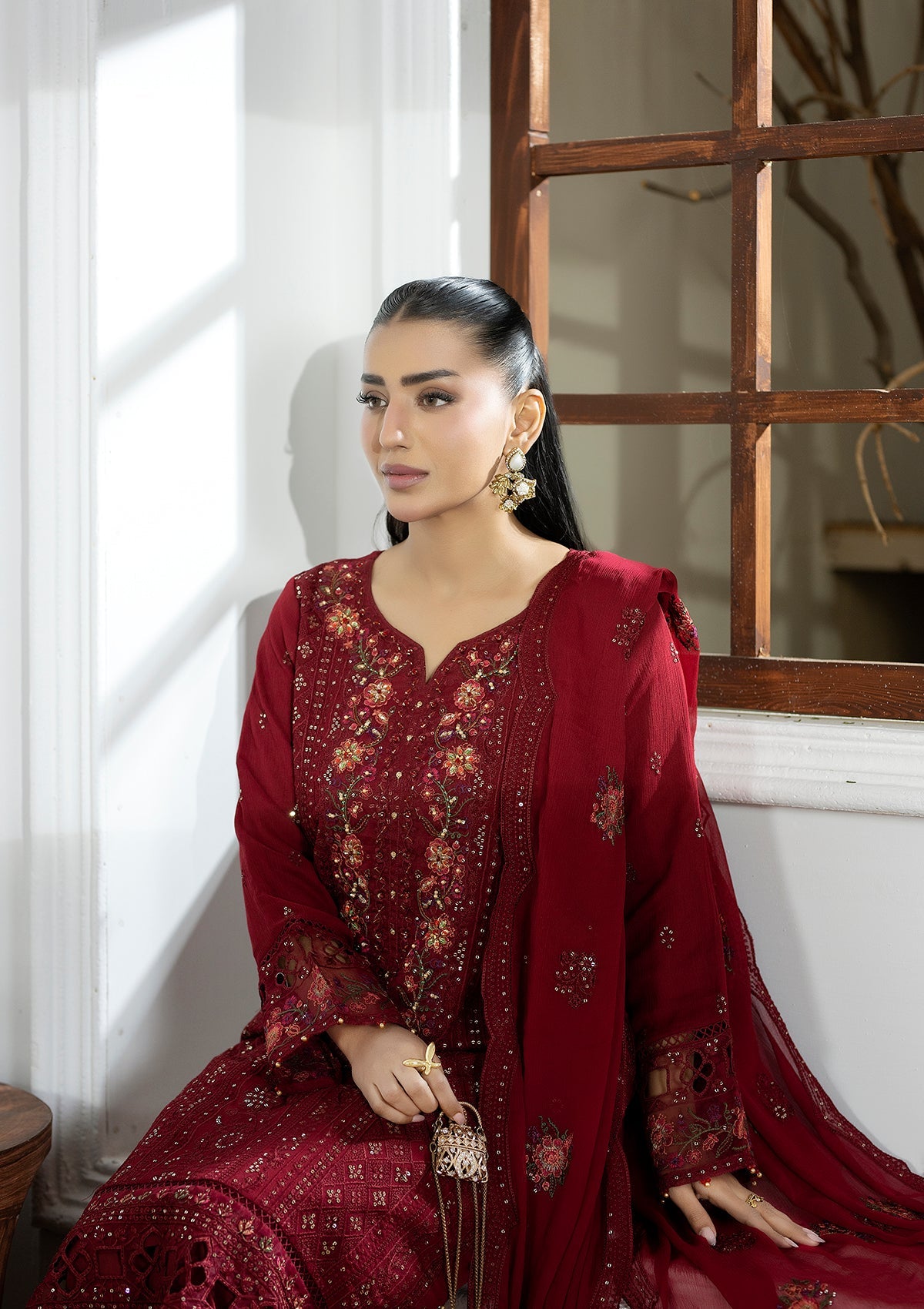 Embroidered Chiffon BT6602-MRN