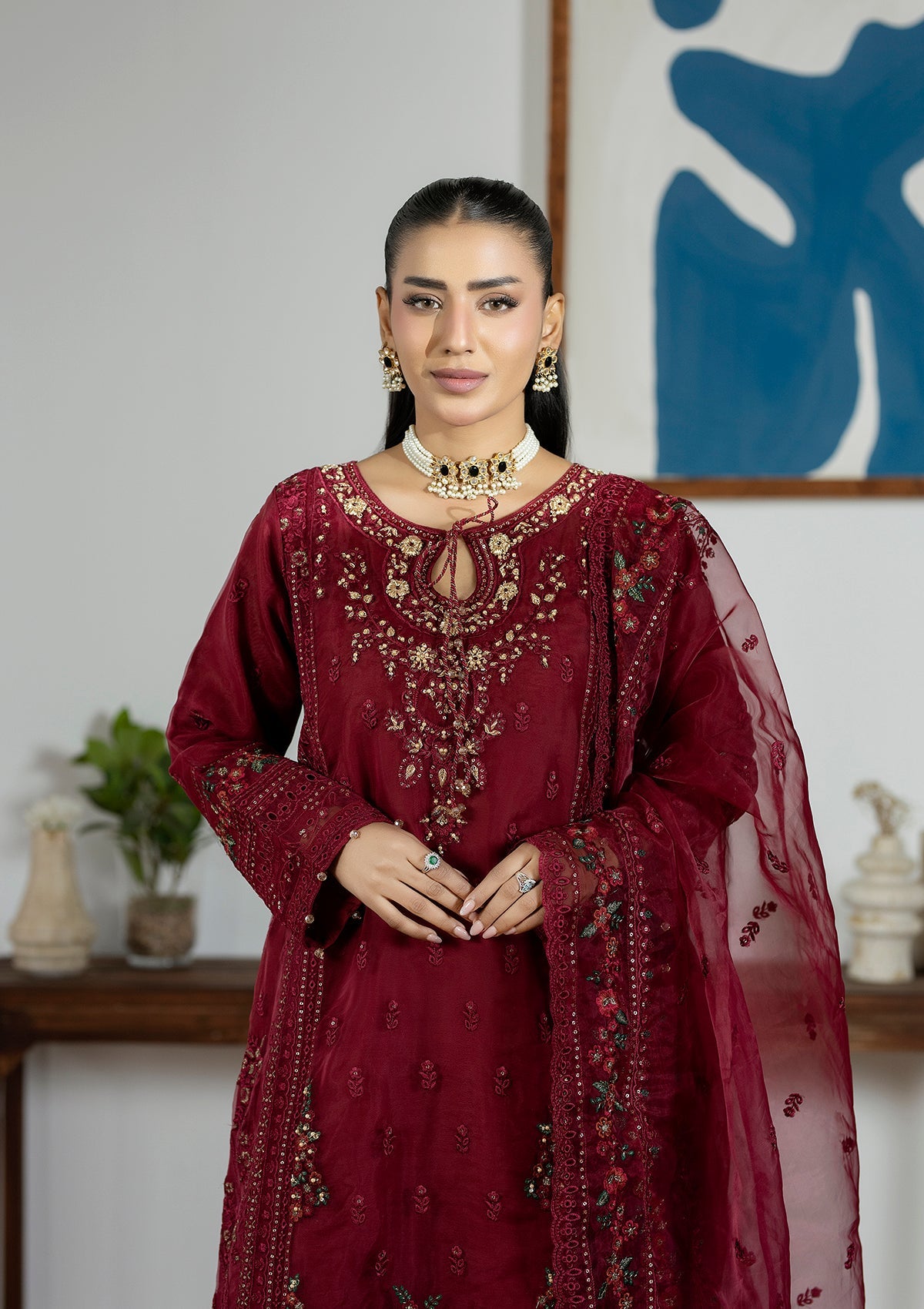 Embroidered Organza BT6615-MRN