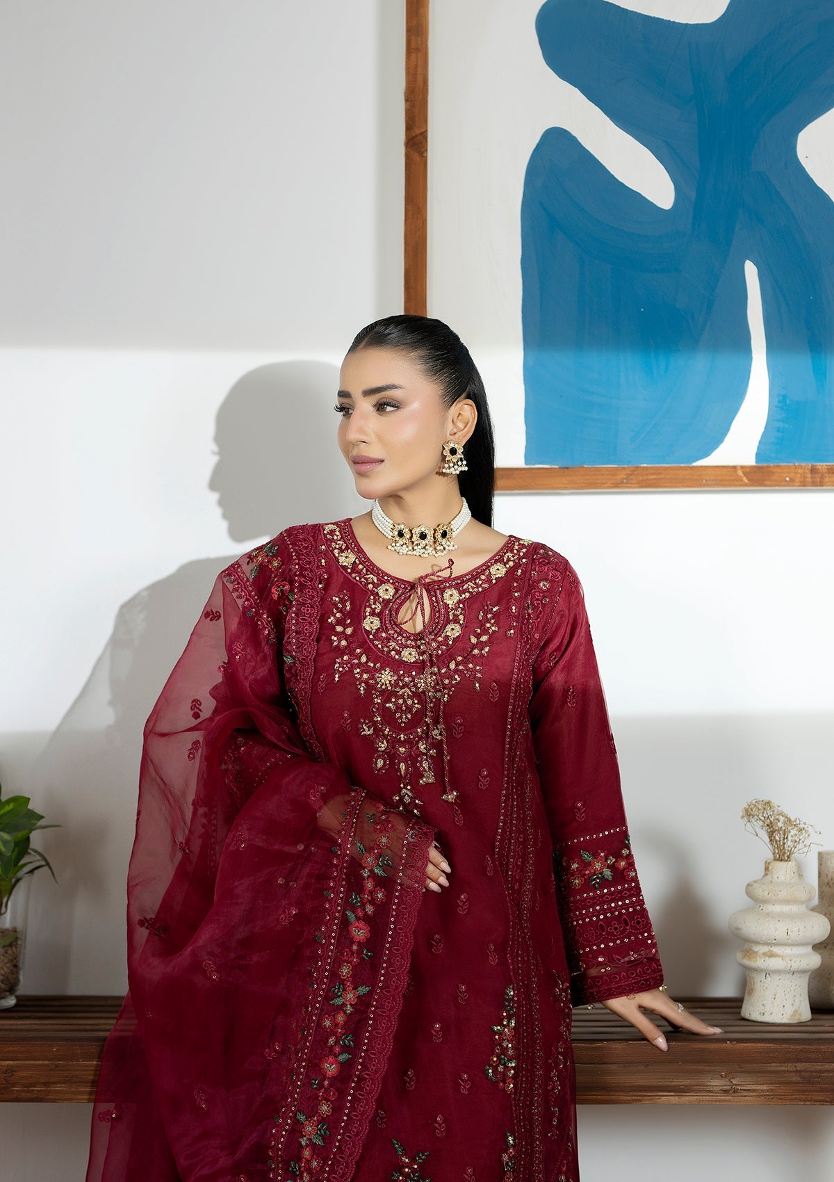 Embroidered Organza BT6615-MRN