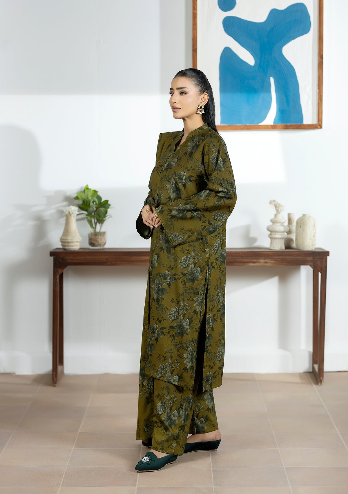 Embroidered Dhanak BT6605-OLV