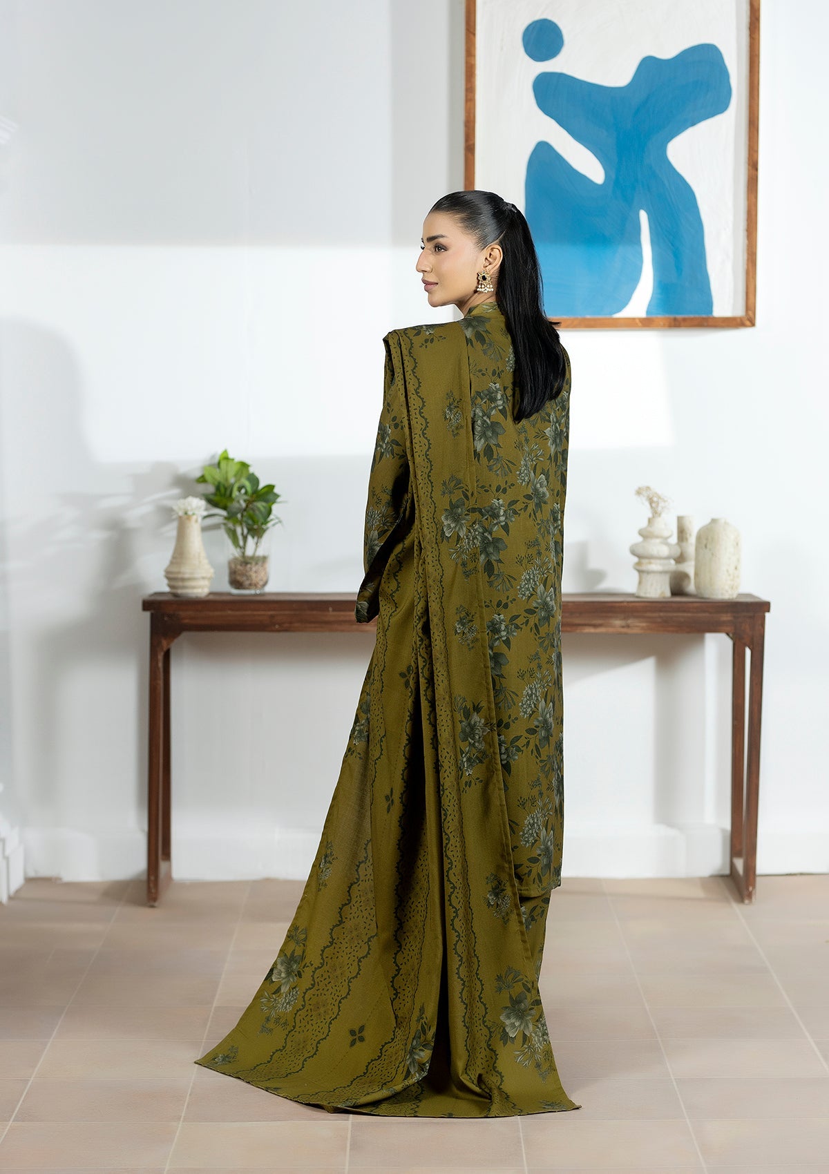 Embroidered Dhanak BT6605-OLV