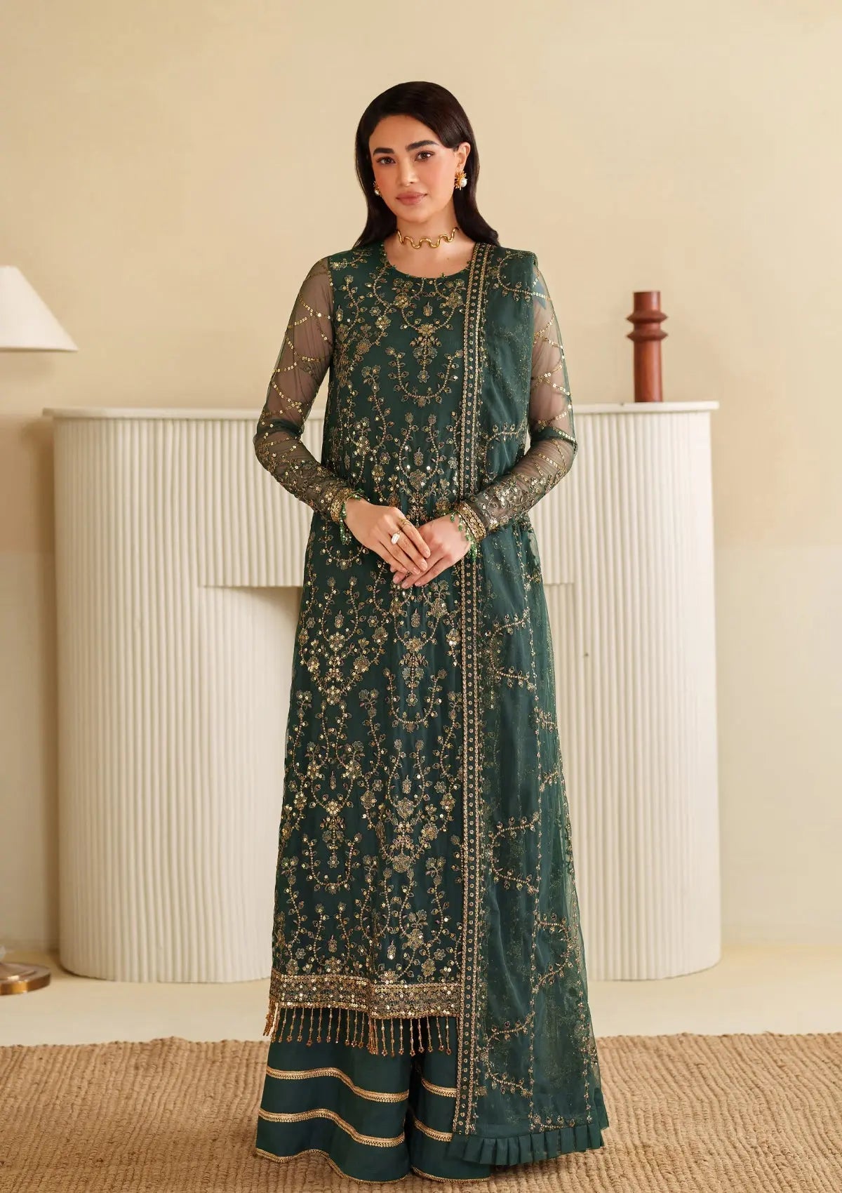 Embroidered Net BT6488-GRN Bin Tayyab