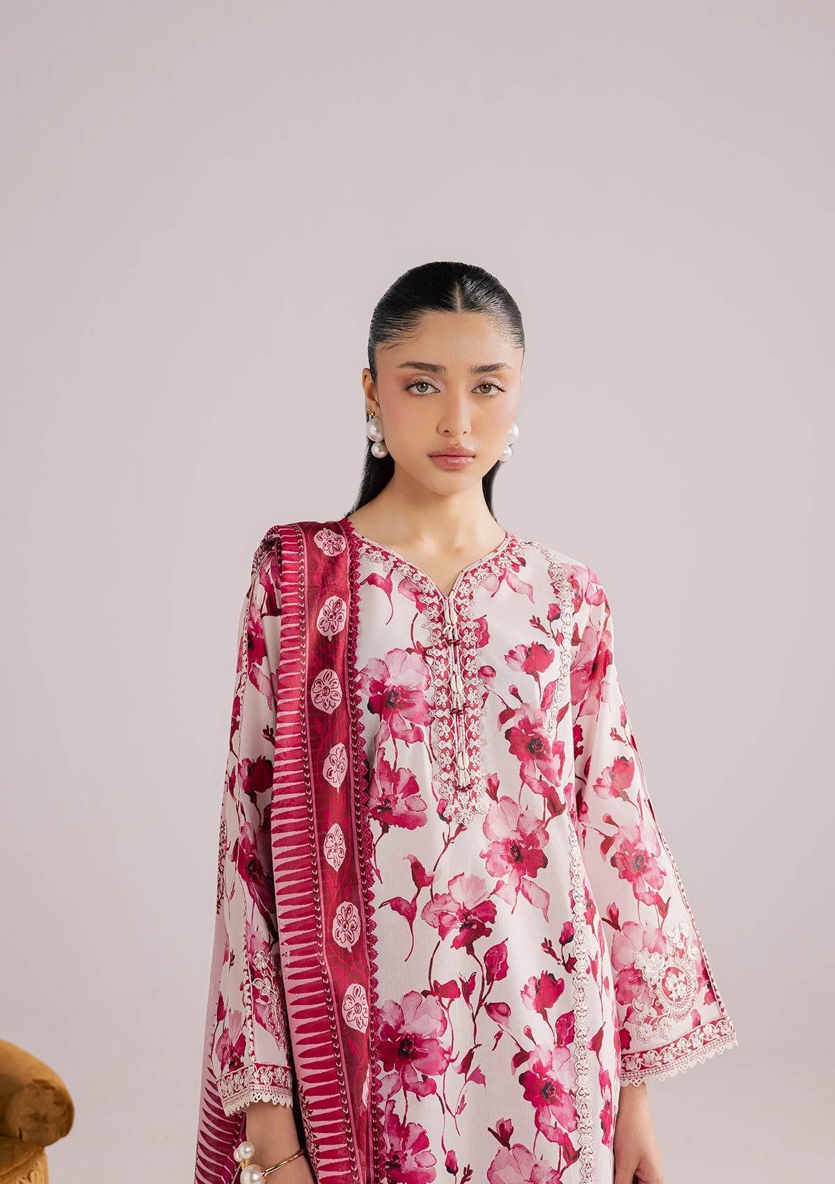 PRINTED EMBROIDERED LAWN BT006859-PNK
