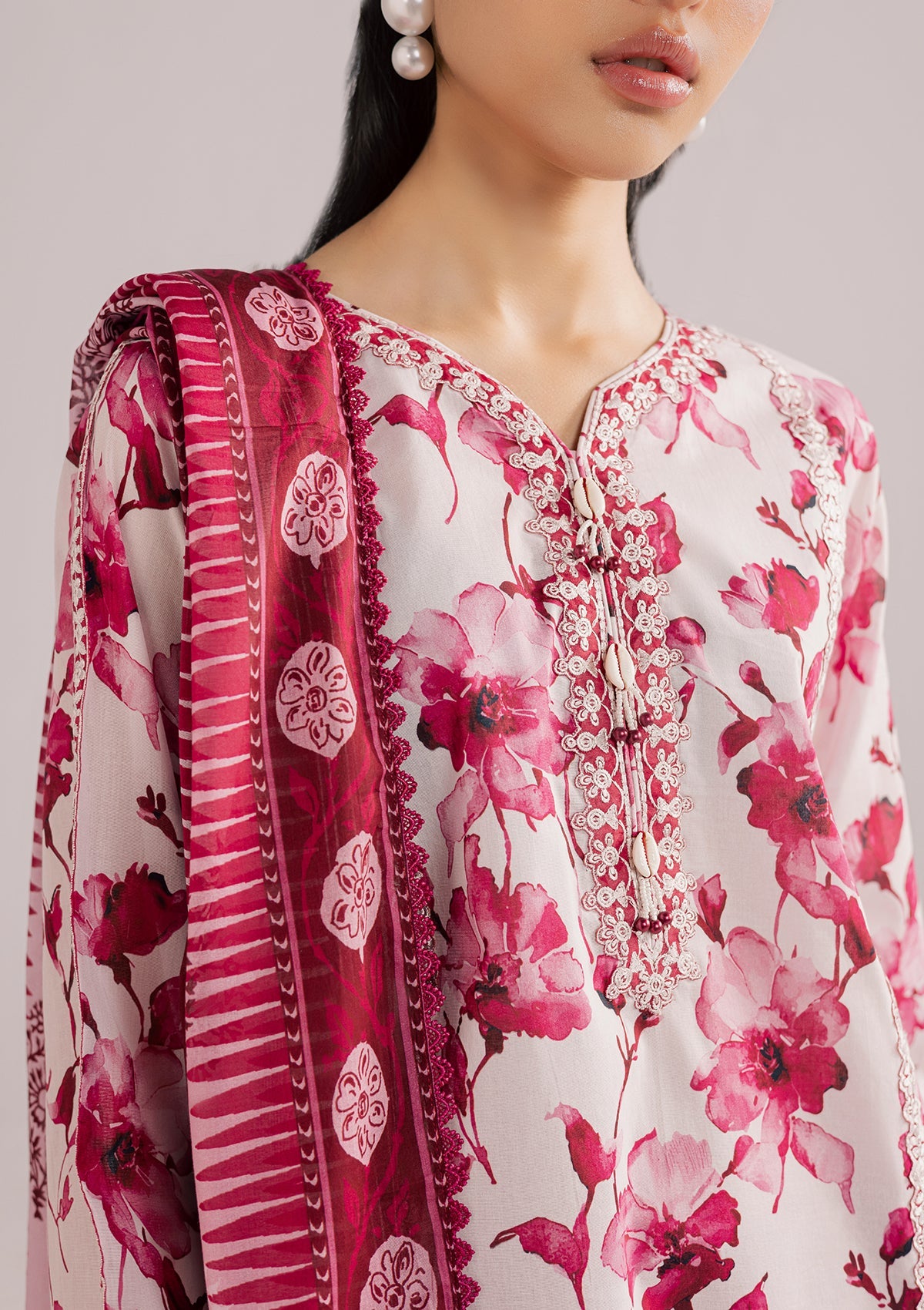 PRINTED EMBROIDERED LAWN BT006859-PNK
