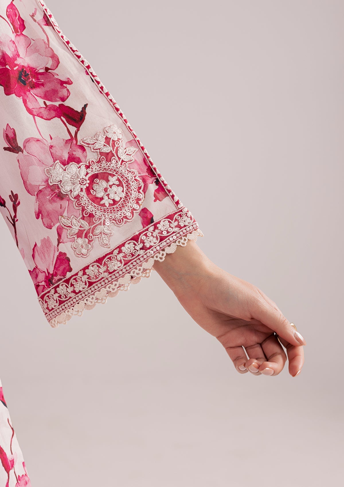 PRINTED EMBROIDERED LAWN BT006859-PNK