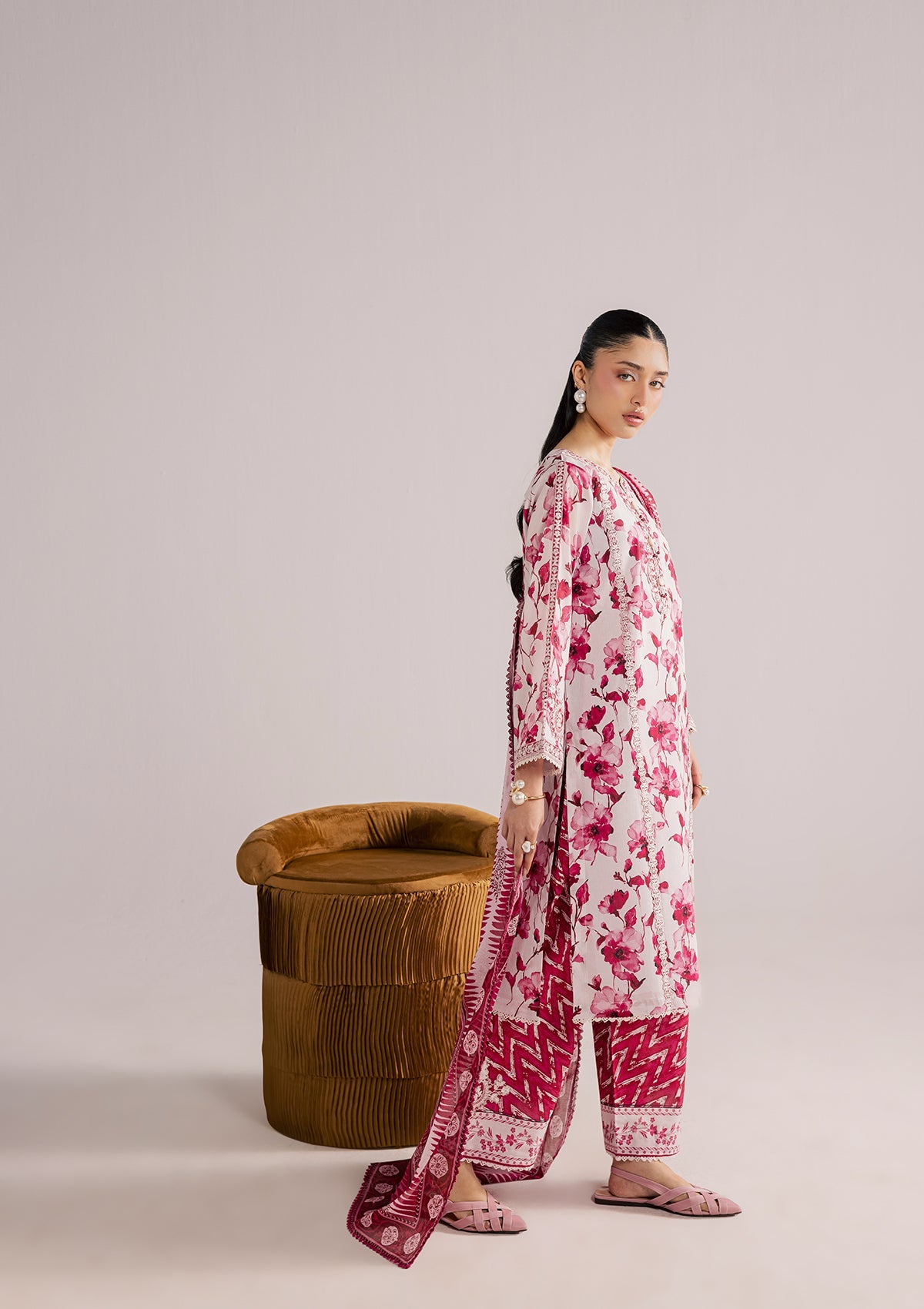 PRINTED EMBROIDERED LAWN BT006859-PNK
