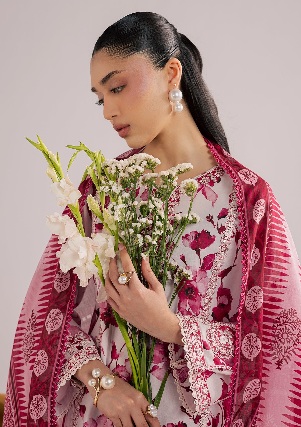 PRINTED EMBROIDERED LAWN BT006859-PNK