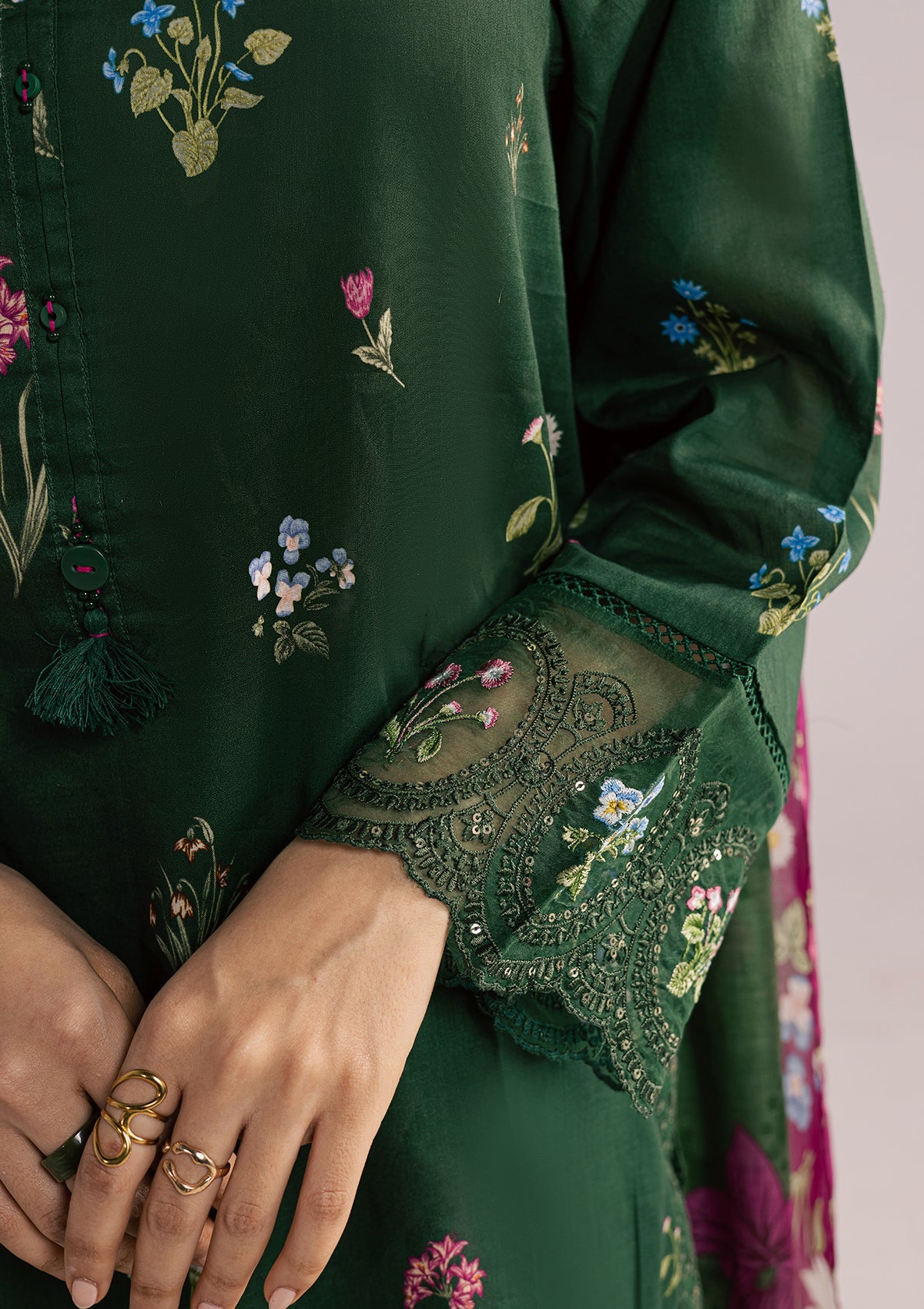 PRINTED EMBROIDERED LAWN BT006852-GRN
