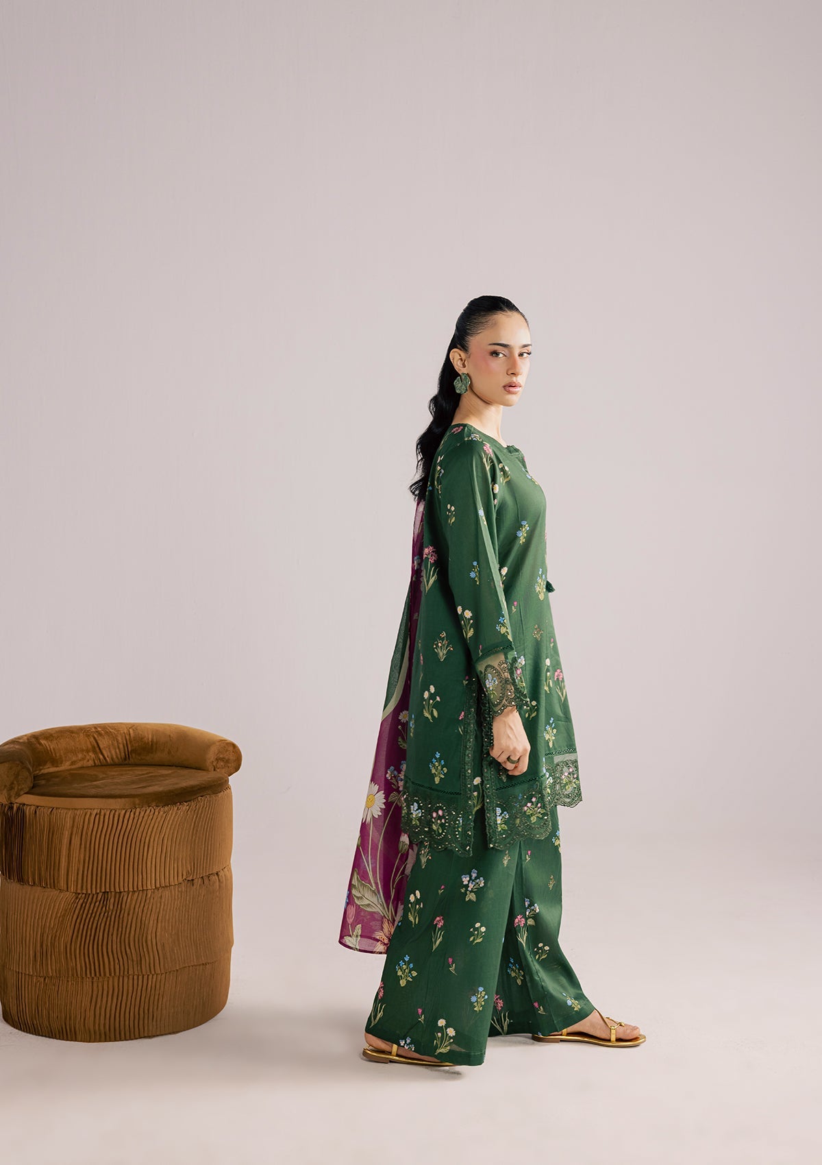 PRINTED EMBROIDERED LAWN BT006852-GRN