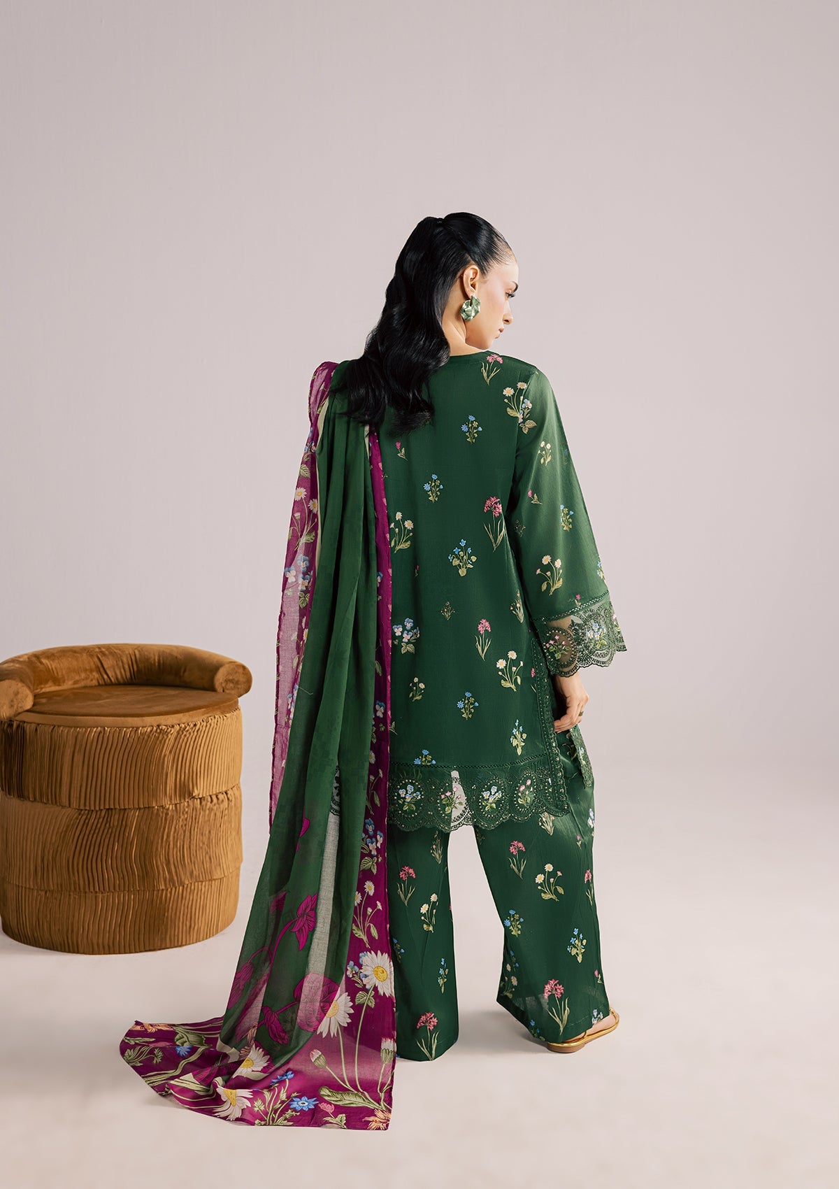 PRINTED EMBROIDERED LAWN BT006852-GRN