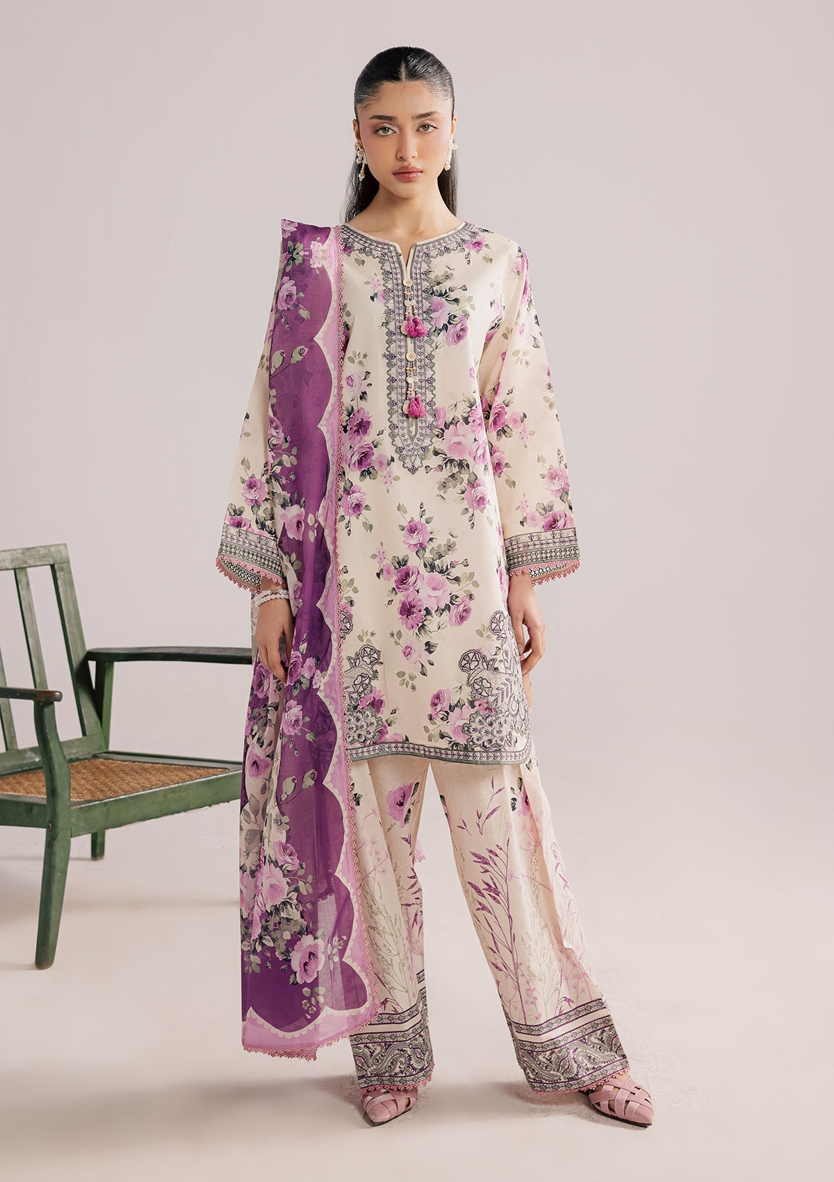 PRINTED EMBROIDERED LAWN BT006859-CRM
