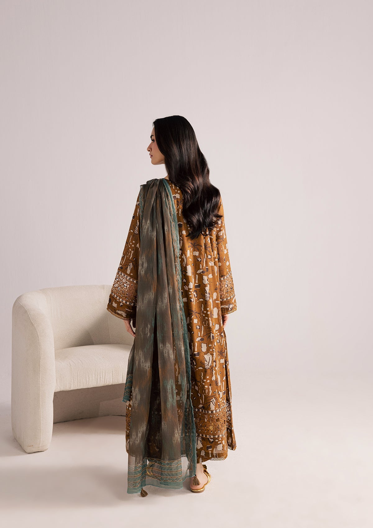 PRINTED EMBROIDERED LAWN BT006853-BRW