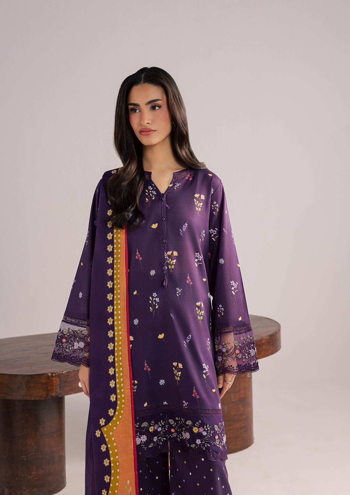 PRINTED EMBROIDERED LAWN BT006852-FLS