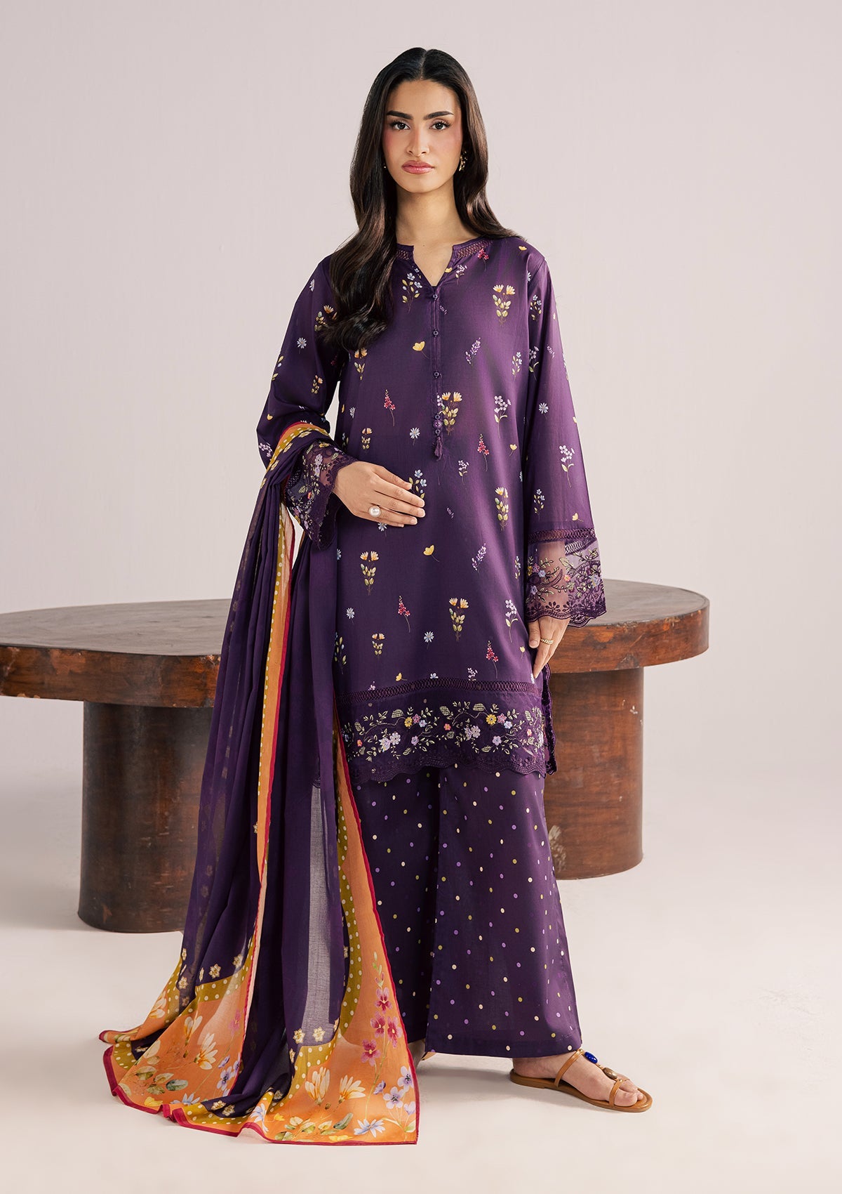 PRINTED EMBROIDERED LAWN BT006852-FLS