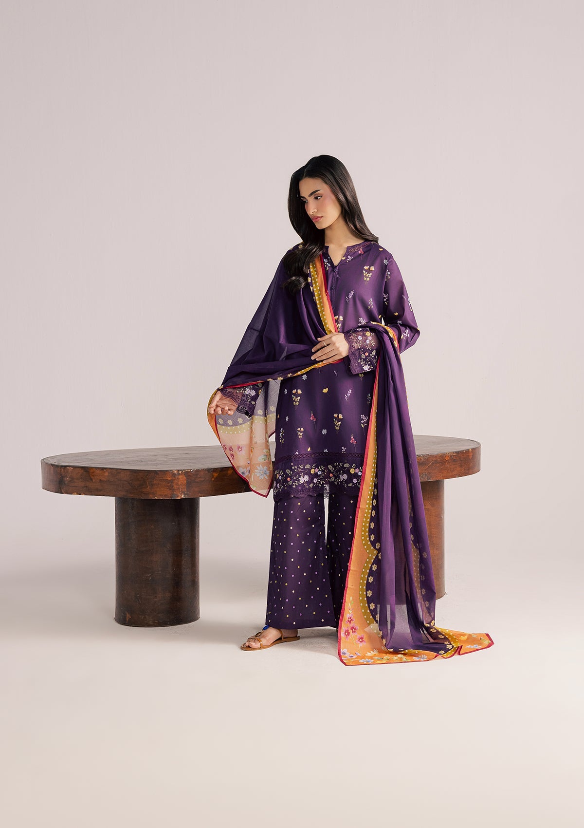 PRINTED EMBROIDERED LAWN BT006852-FLS