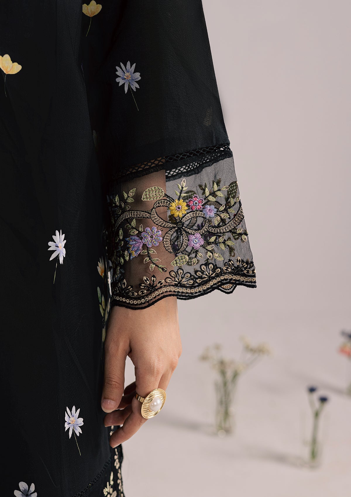 PRINTED EMBROIDERED LAWN BT006852-BLK