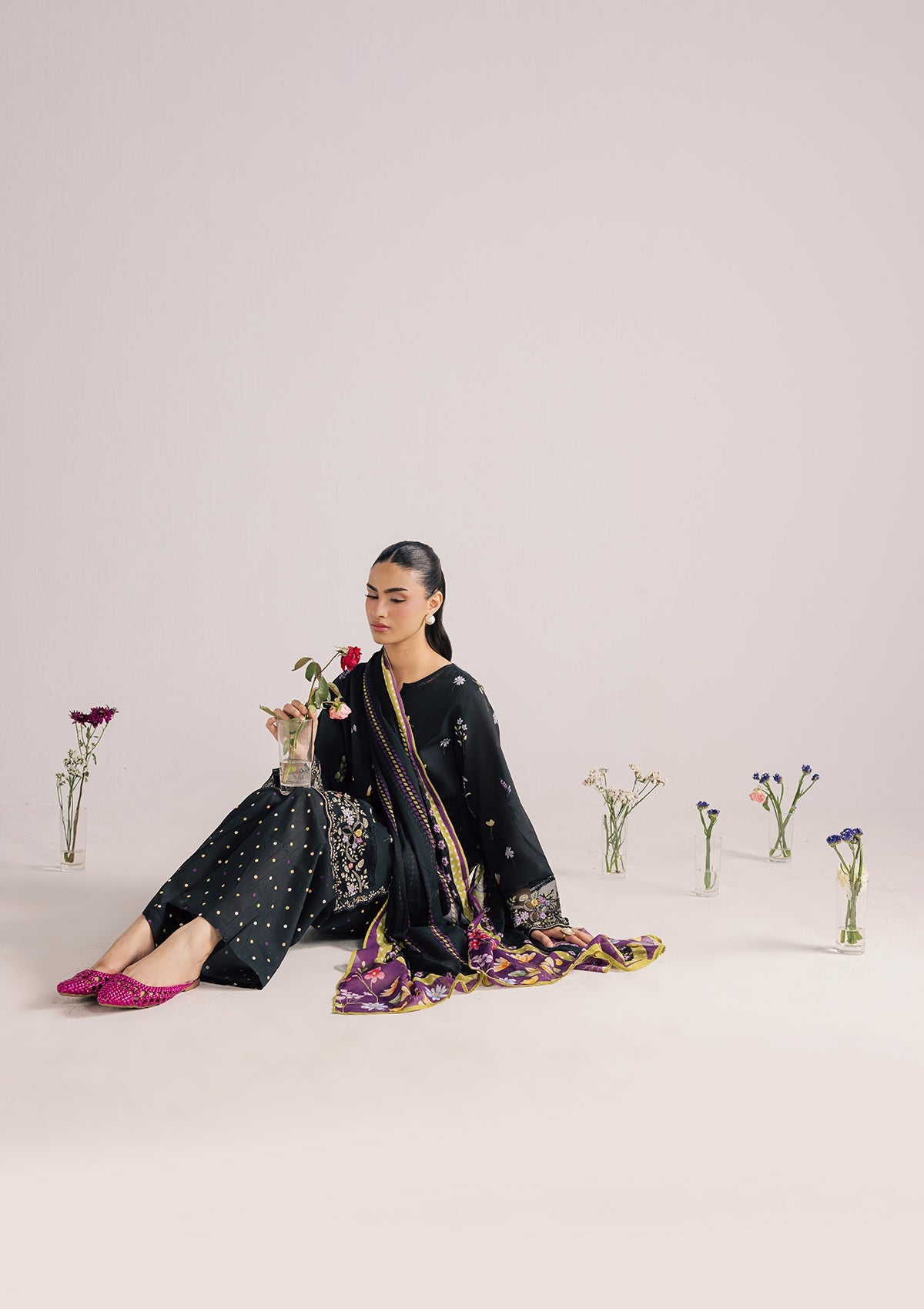 PRINTED EMBROIDERED LAWN BT006852-BLK