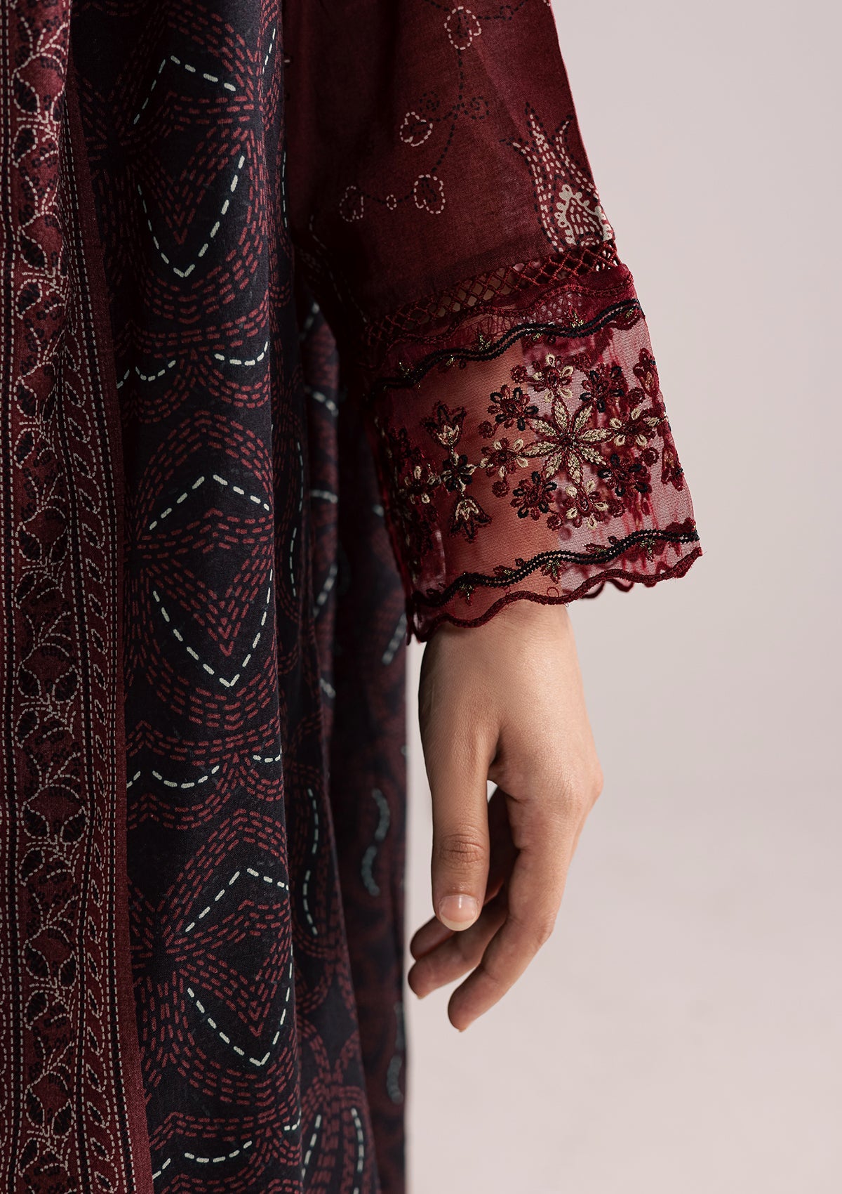 PRINTED EMBROIDERED LAWN BT006852-MRN