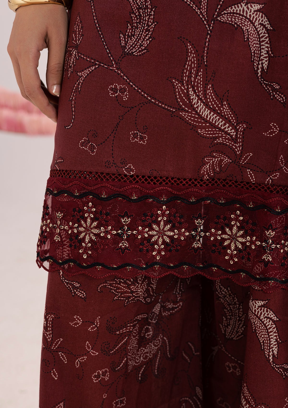 PRINTED EMBROIDERED LAWN BT006852-MRN