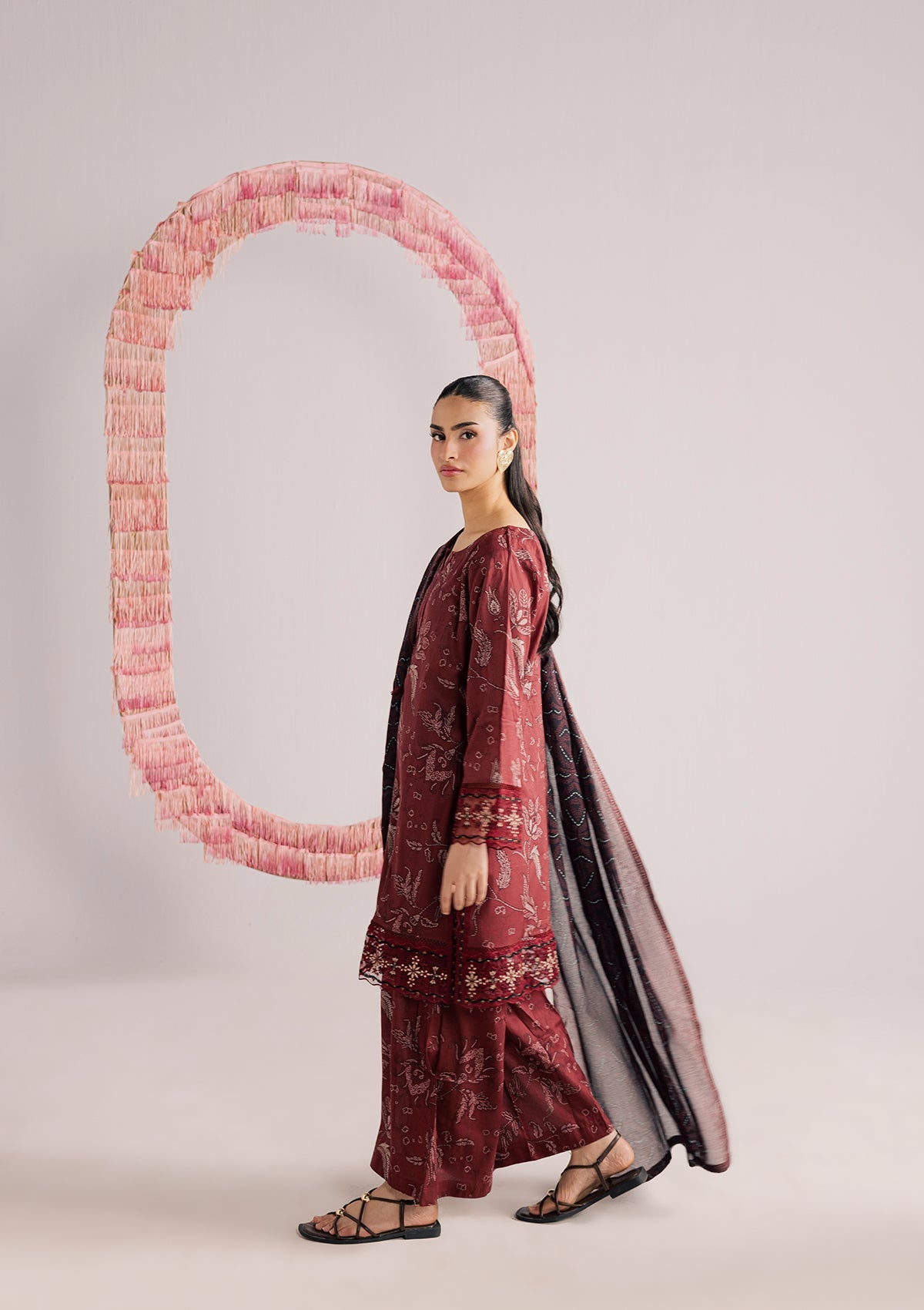 PRINTED EMBROIDERED LAWN BT006852-MRN