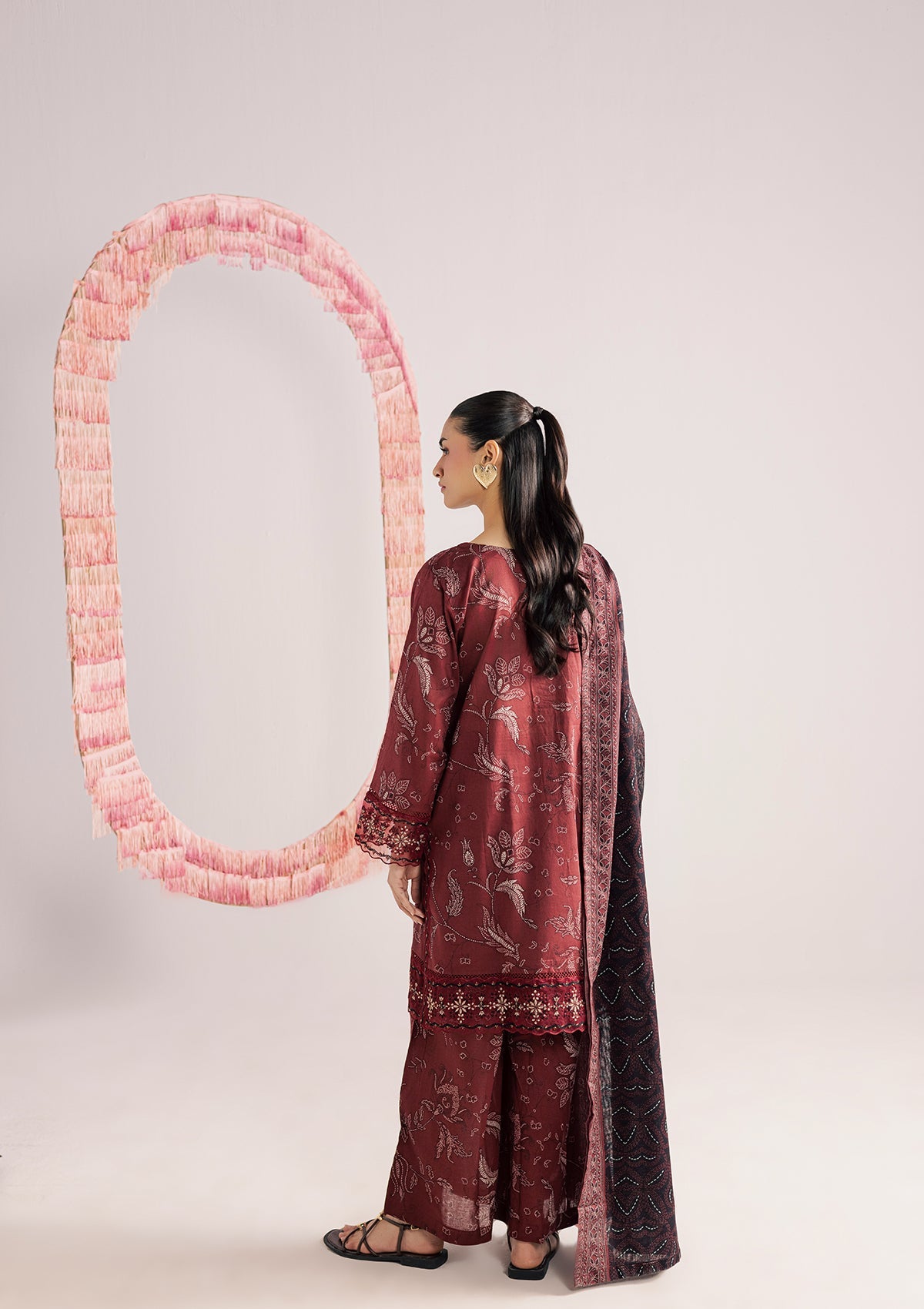 PRINTED EMBROIDERED LAWN BT006852-MRN