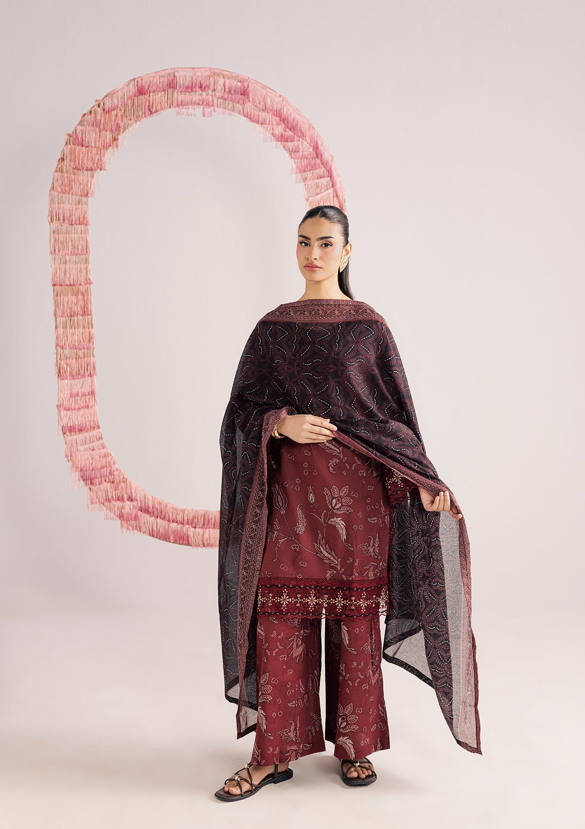 PRINTED EMBROIDERED LAWN BT006852-MRN