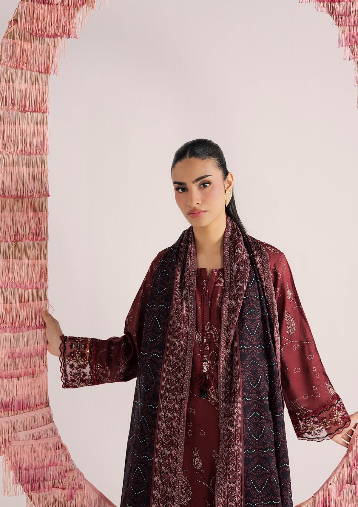 PRINTED EMBROIDERED LAWN BT006852-MRN